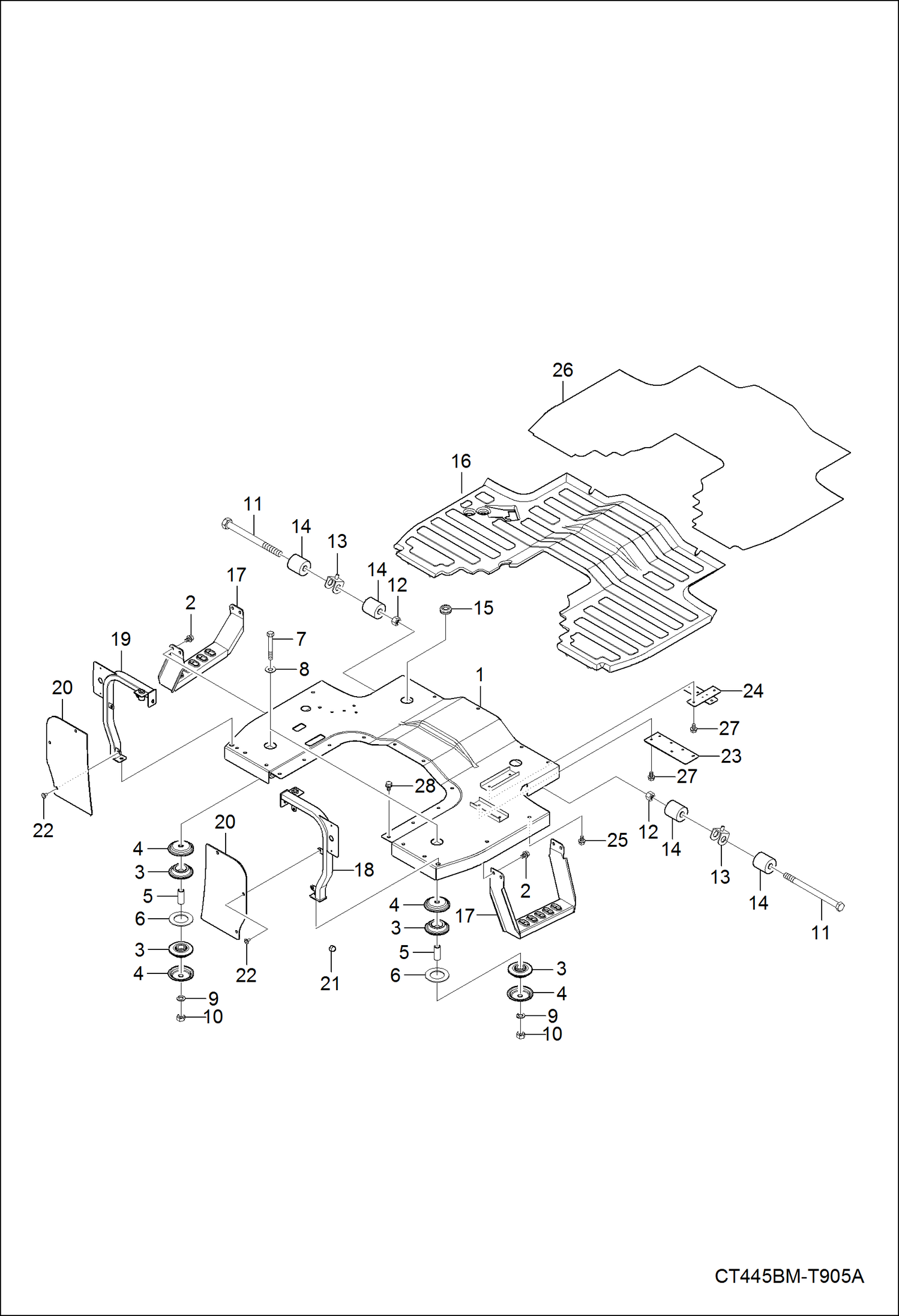 Схема запчастей Bobcat CT335 - STEP GROUP MAIN FRAME