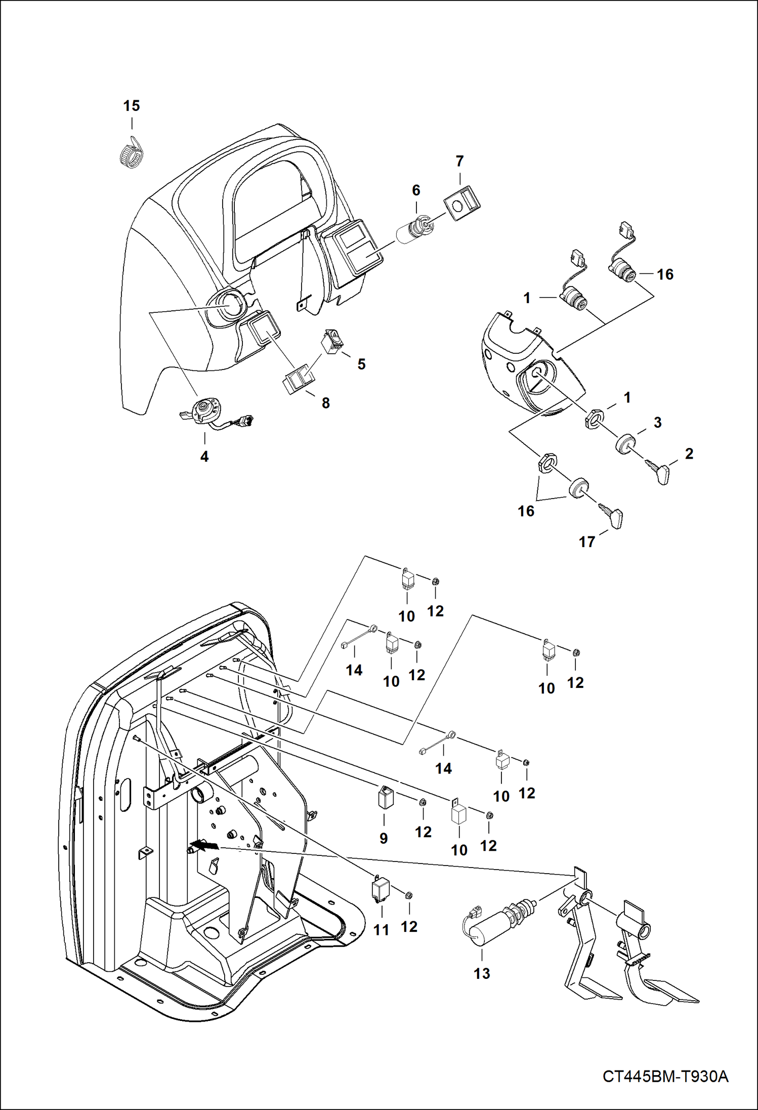 Схема запчастей Bobcat CT335 - FRAME ELECTRICAL SYSTEM 1GROUP ELECTRICAL SYSTEM