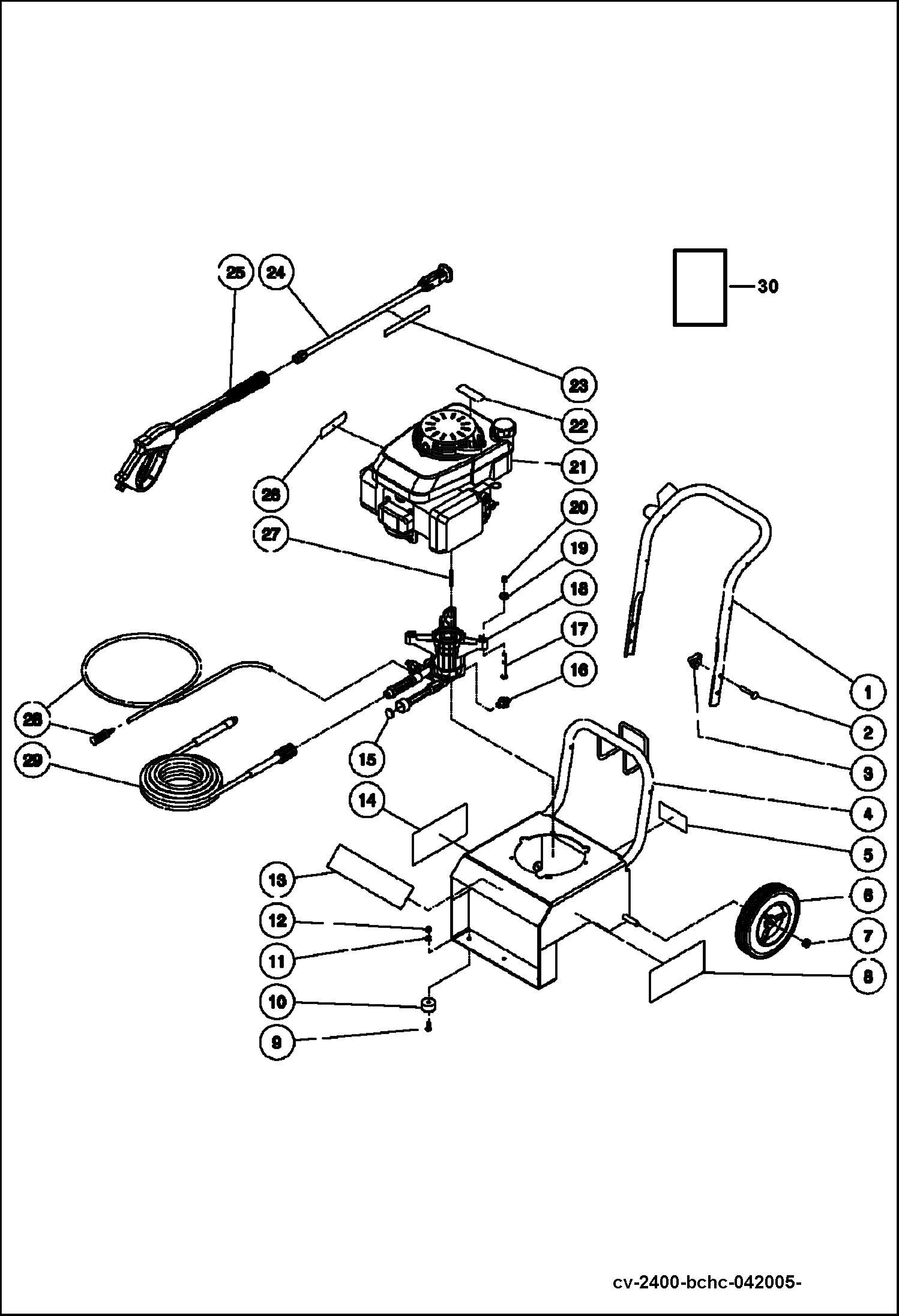 Схема запчастей Bobcat PRESSURE WASHER - FRAME ASSEMBLY FRAME