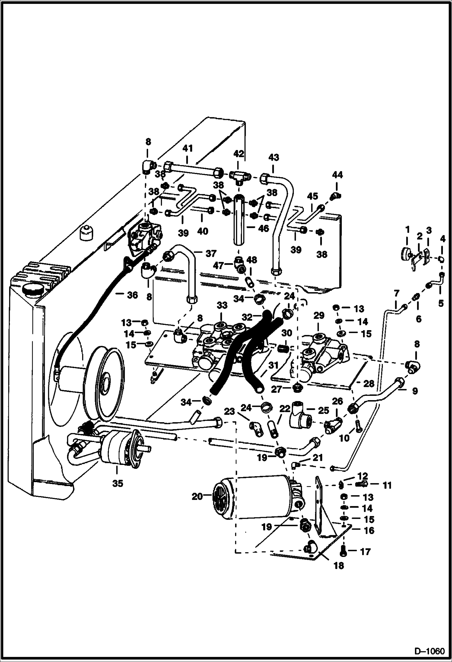 Схема запчастей Bobcat 400s - MAIN FRAME HYDRAULIC CIRCUITRY M-500 Diesel HYDRAULIC SYSTEM