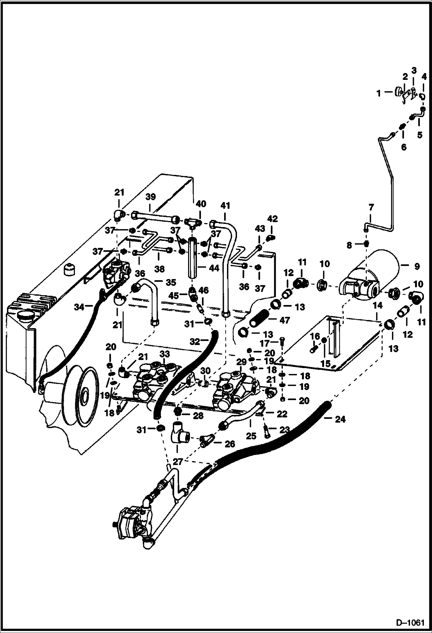 Схема запчастей Bobcat 400s - MAIN FRAME HYDRAULIC CIRCUITRY M-444, M-500 Gasoline, LP Gas HYDRAULIC SYSTEM