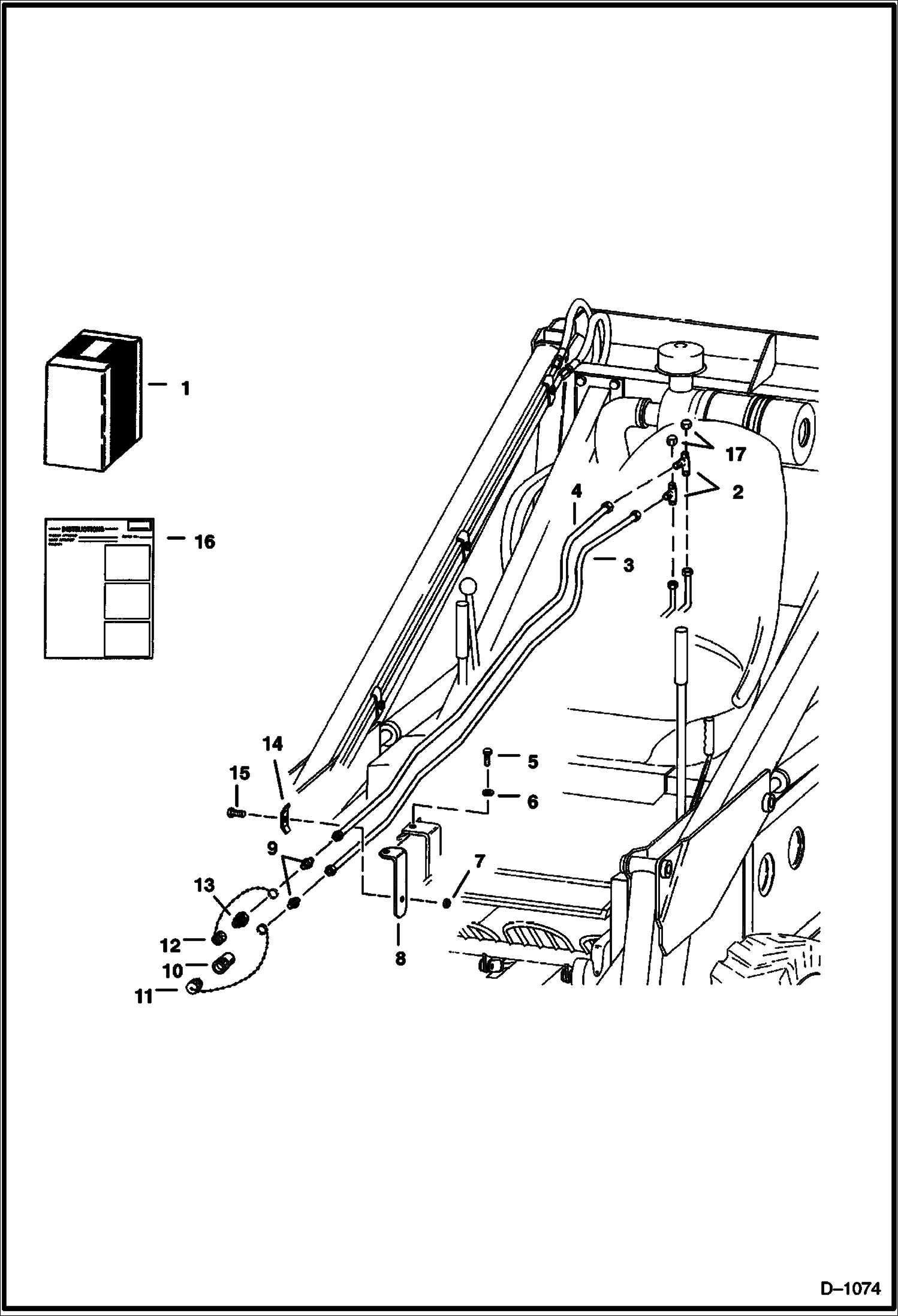 Схема запчастей Bobcat 600s - AUXILIARY HYDRAULIC CONTROL KIT Frame Mounted - One Unit Control ACCESSORIES & OPTIONS