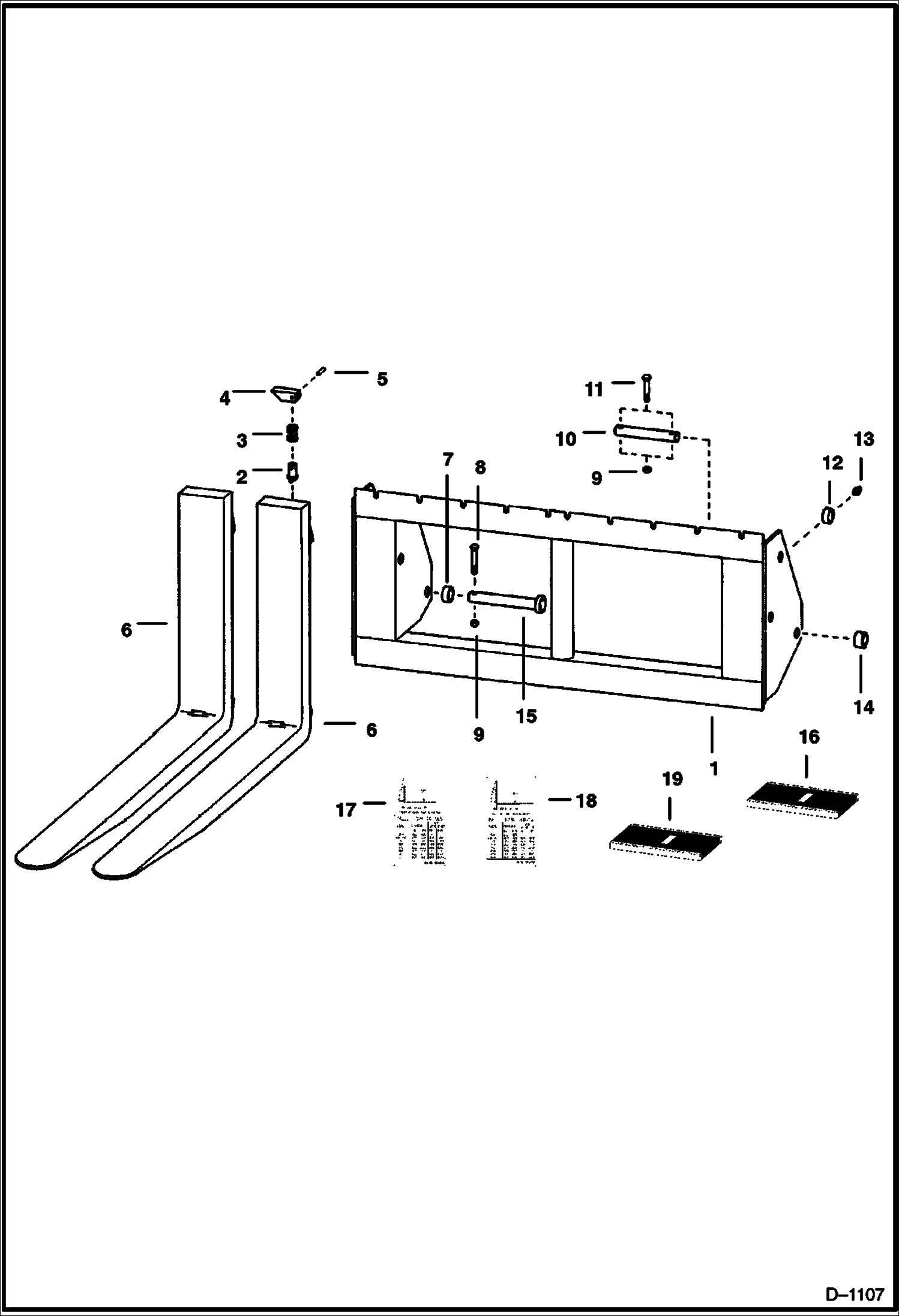 Схема запчастей Bobcat PALLET FORKS - BRICK, BLOCK & PALLET FORK (Direct Mount) (Use on 444, 500) Loader