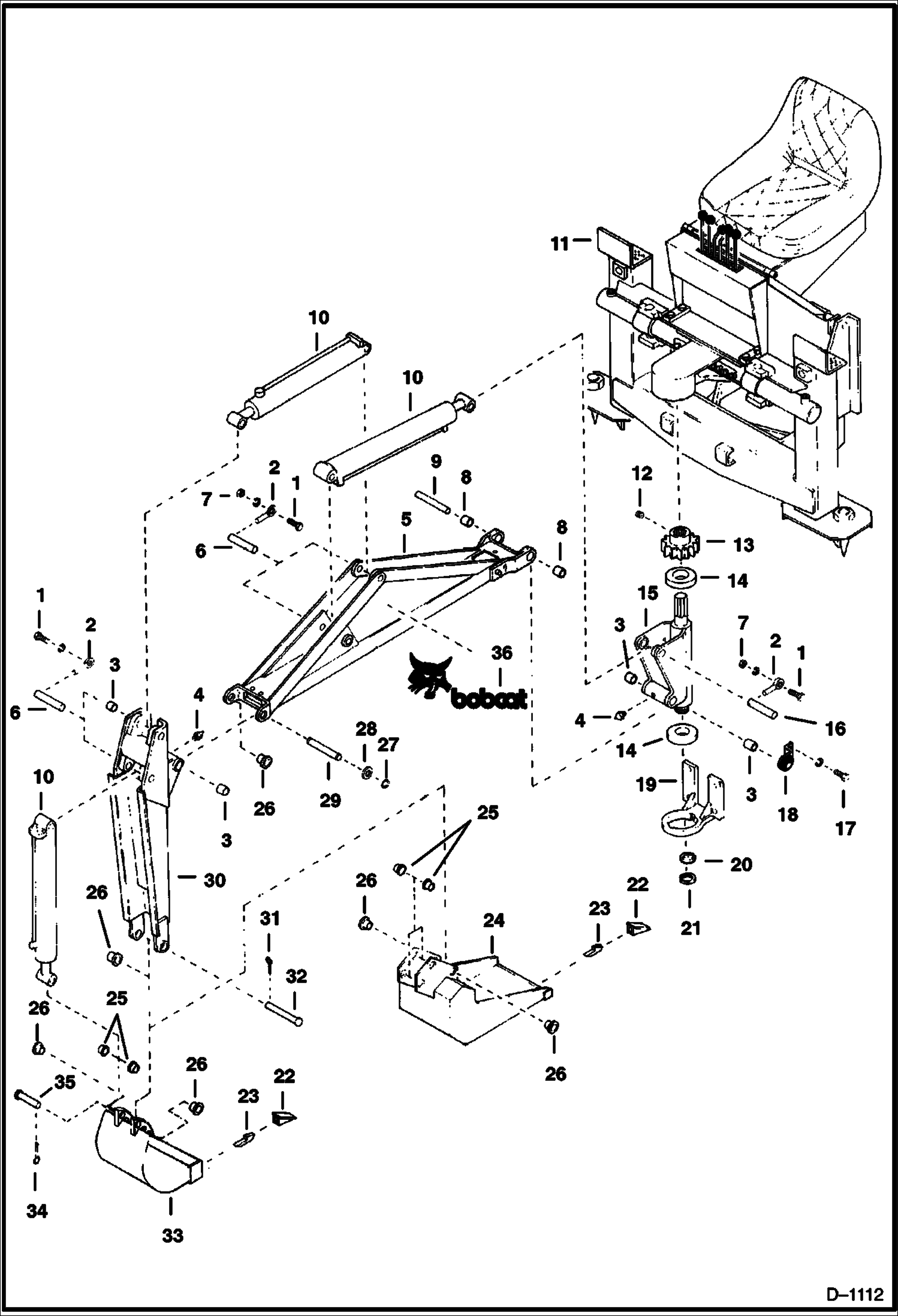 Схема запчастей Bobcat BACKHOE - BACKHOE (Boom, Bucket & Dipperstick) (908) 908 BACKHOE