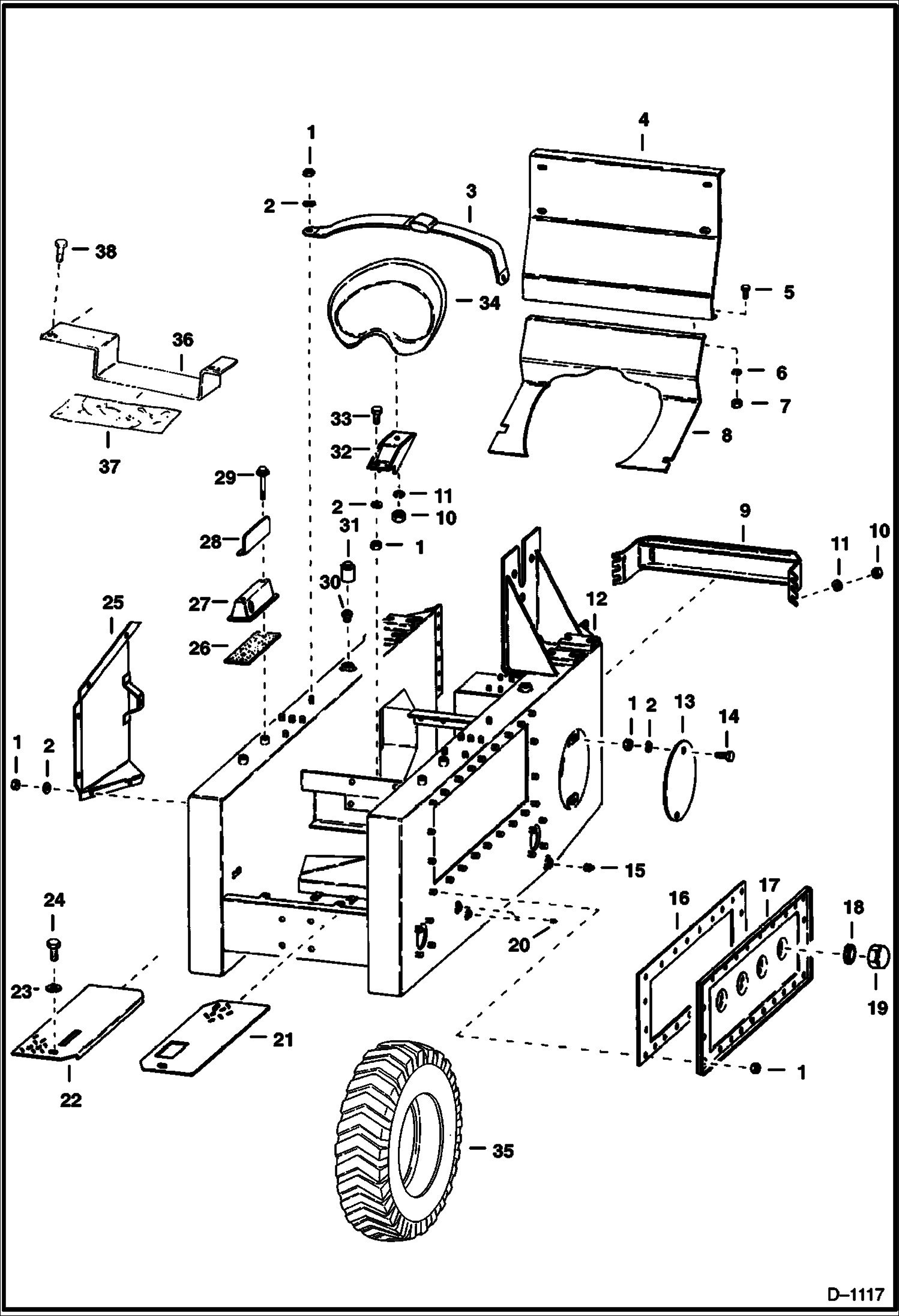 Схема запчастей Bobcat 500s - MAIN FRAME ATTACHING PARTS B.O.M. Electric MAIN FRAME