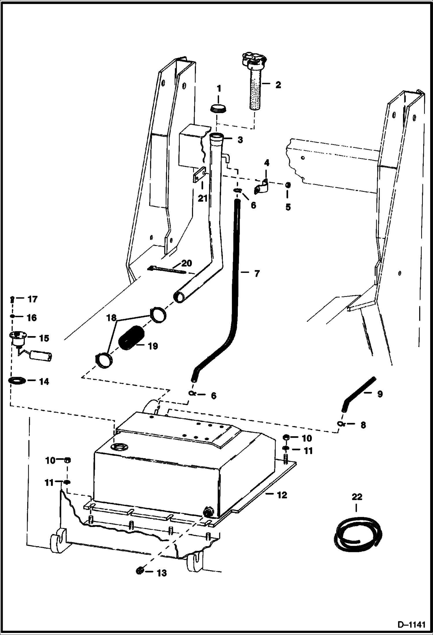 Схема запчастей Bobcat 700s - FUEL SYSTEM (Metal Tank) (Lot A - D) MAIN FRAME