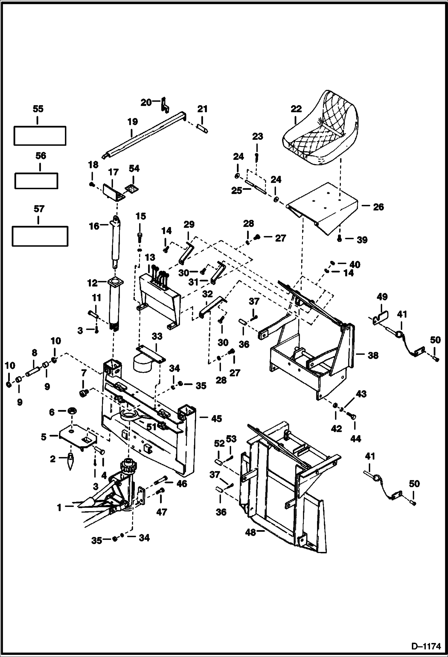 Схема запчастей Bobcat BACKHOE - BACKHOE (Main Frame Tip Up Seat) (908) 908 BACKHOE