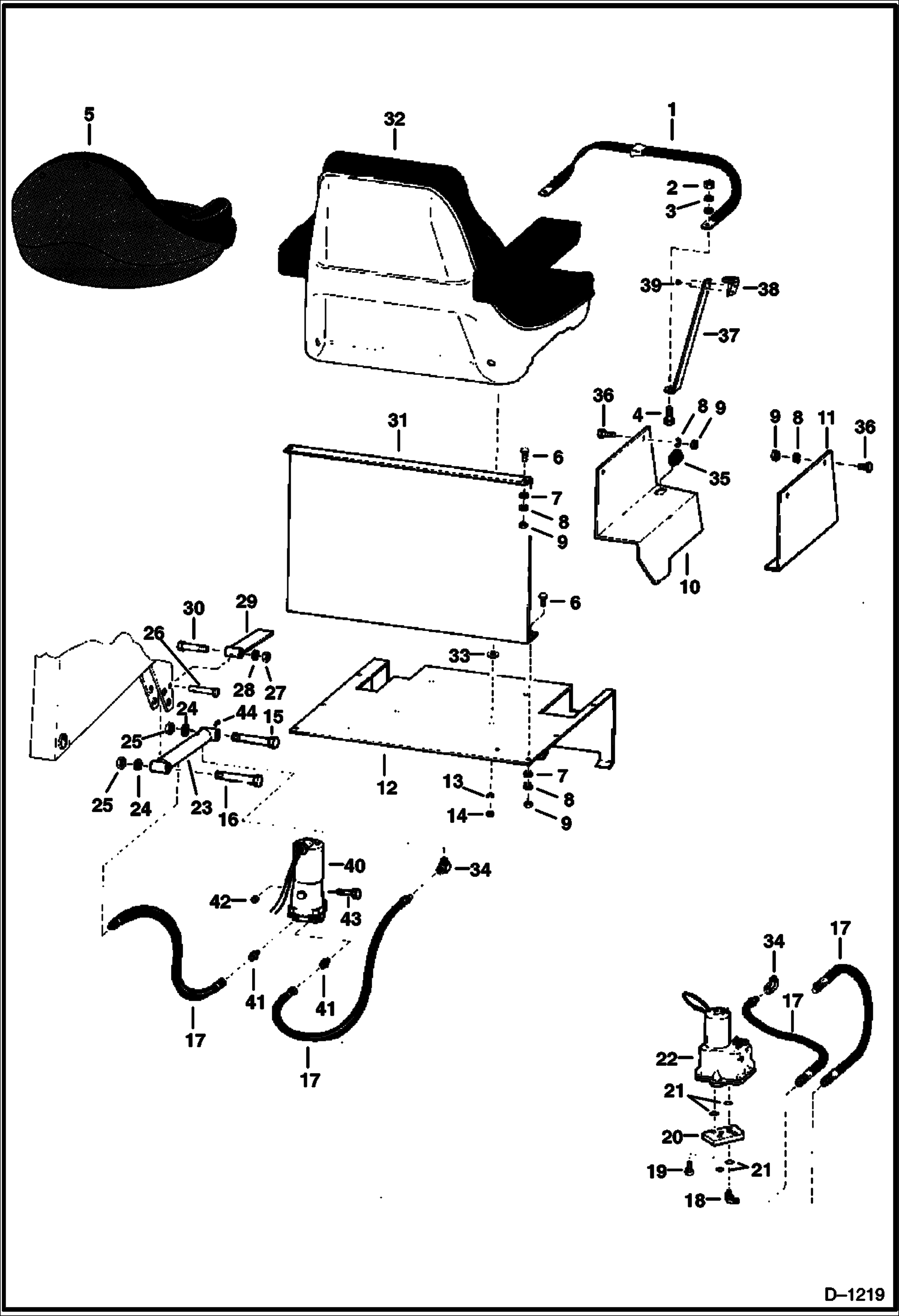 Схема запчастей Bobcat 900s - CAB TILT & SEAT MOUNTING MAIN FRAME