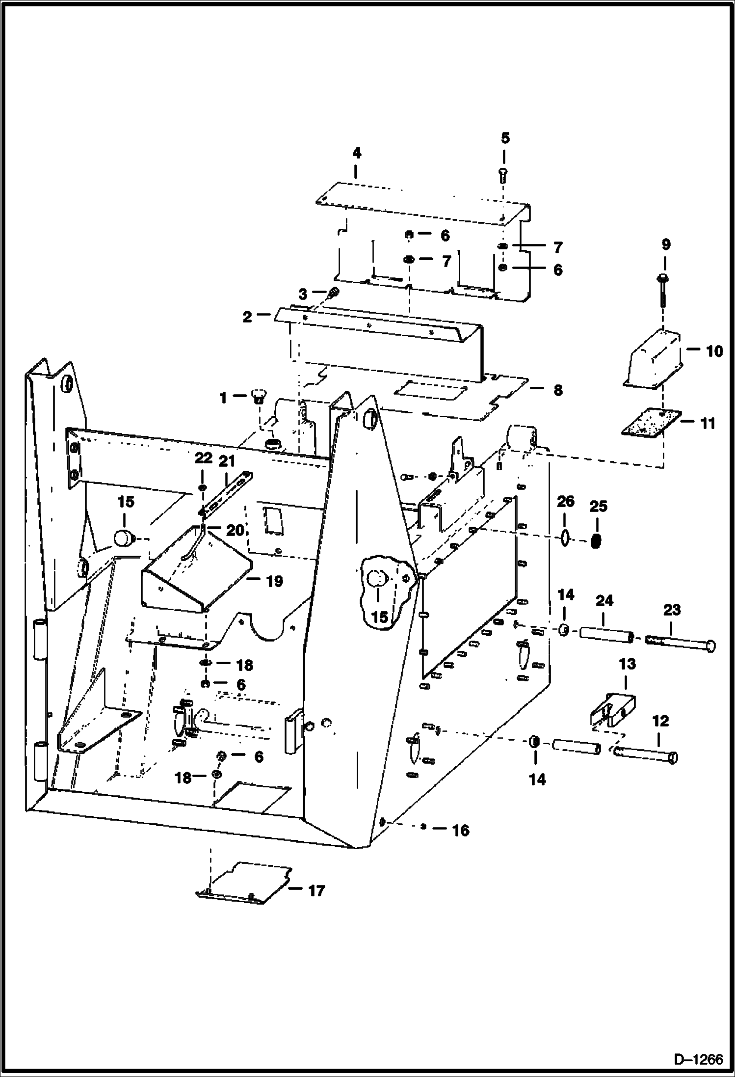 Схема запчастей Bobcat 600s - MAIN FRAME & ATTACHING PARTS MAIN FRAME