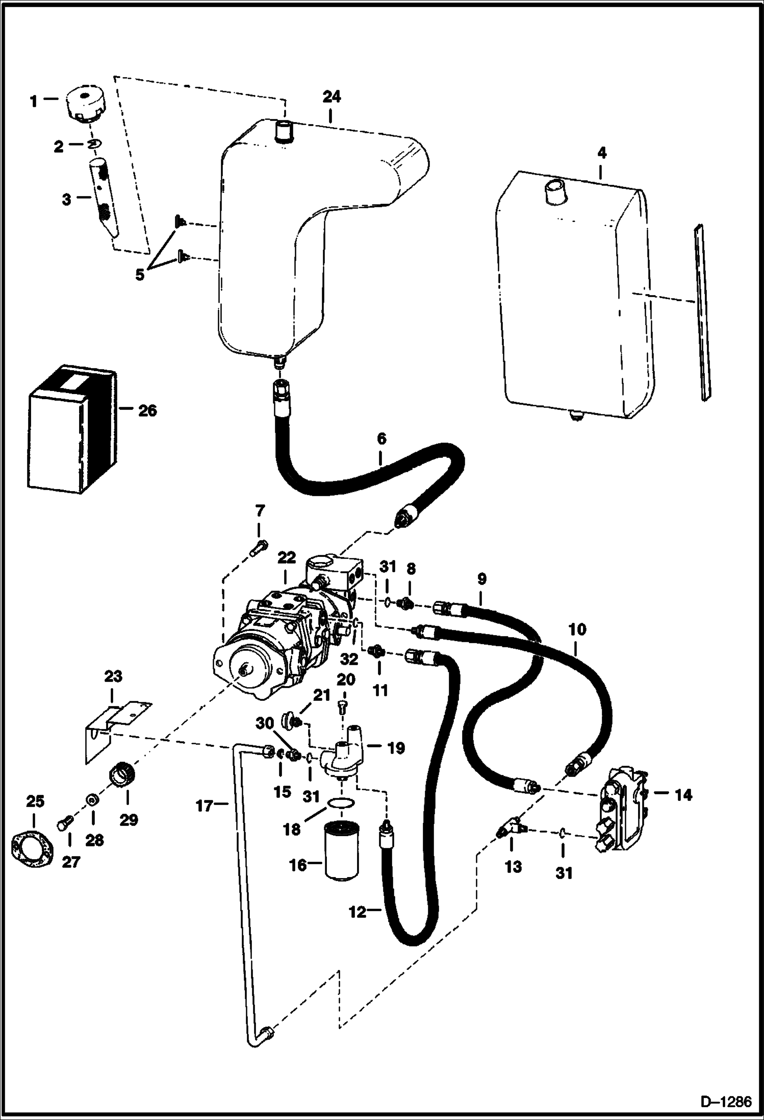 Схема запчастей Bobcat 500s - HYDROSTATIC PUMP CIRCUITRY HYDROSTATIC SYSTEM