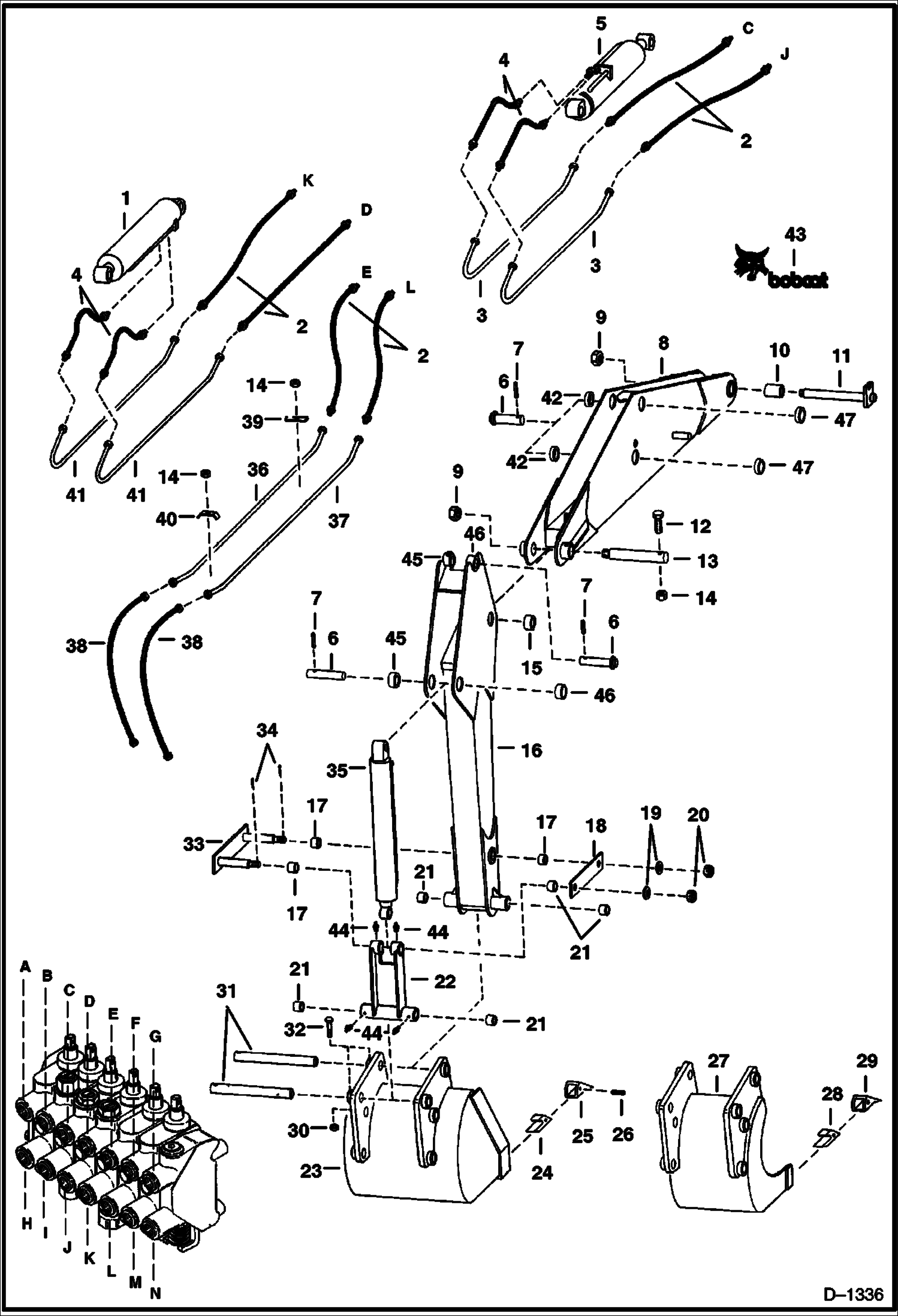 Схема запчастей Bobcat BACKHOE - BACKHOE (Boom, Dipperstick & Bucket Hydraulics) (910) (825 Only) 910 BACKHOE