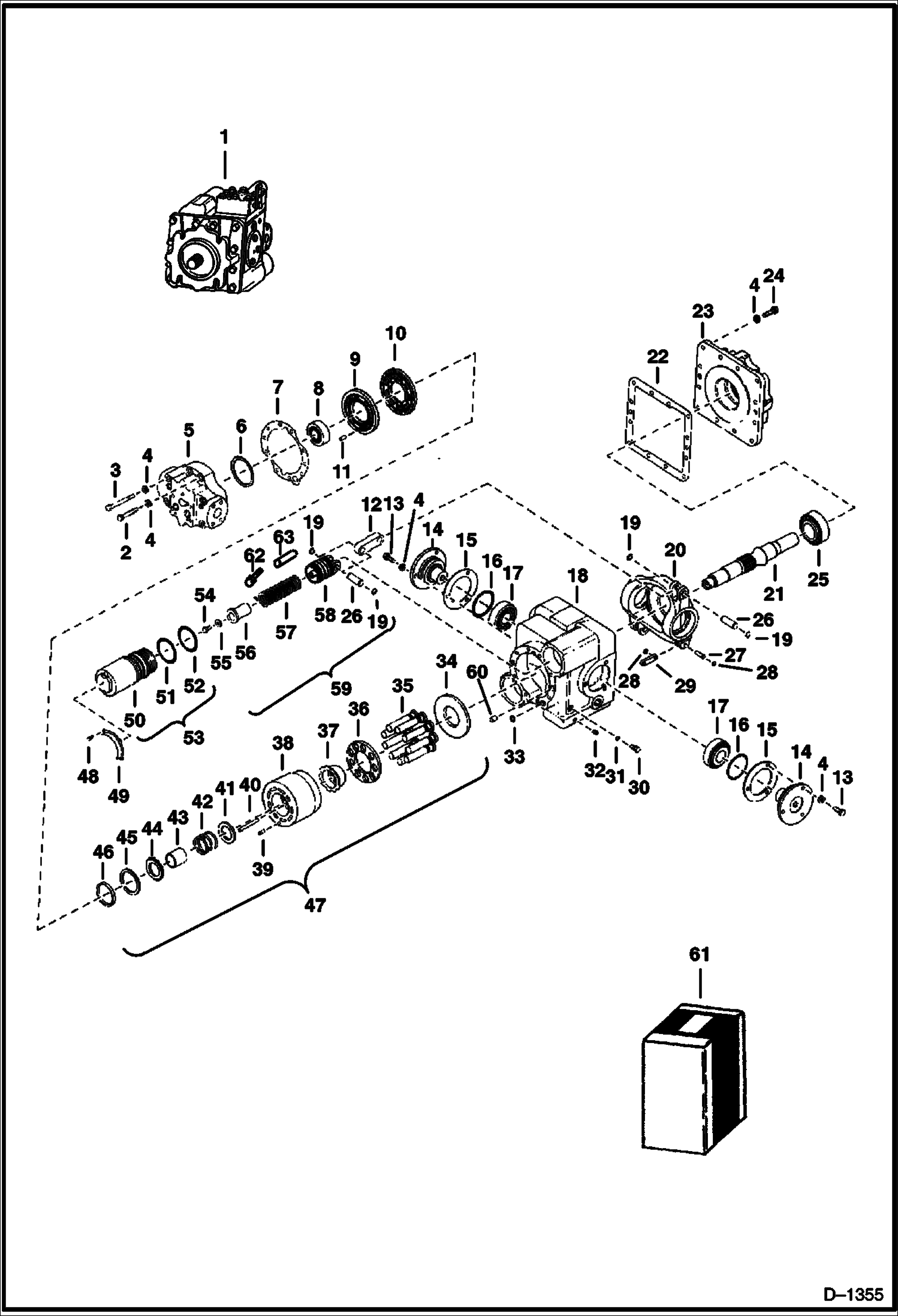 Схема запчастей Bobcat 900s - HYDROSTATIC PUMP (Model 22-2073) HYDROSTATIC SYSTEM