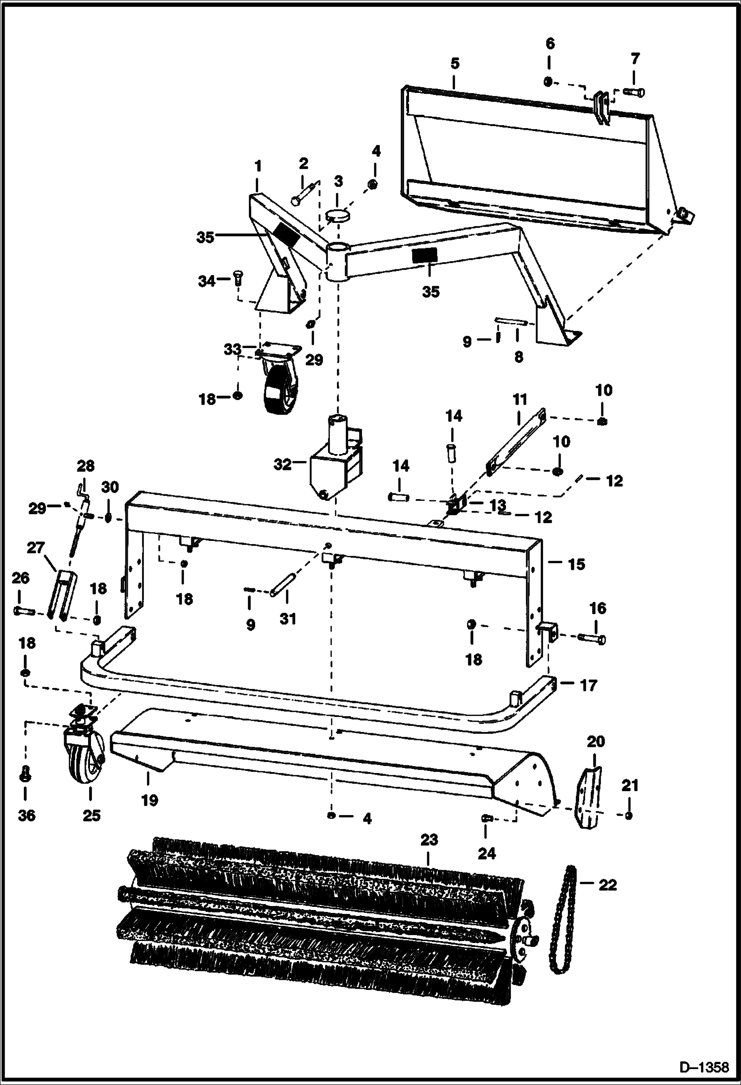 Схема запчастей Bobcat ANGLE BROOM - ANGLE BROOM (Main Frame & Attaching Parts) (570B) Loader