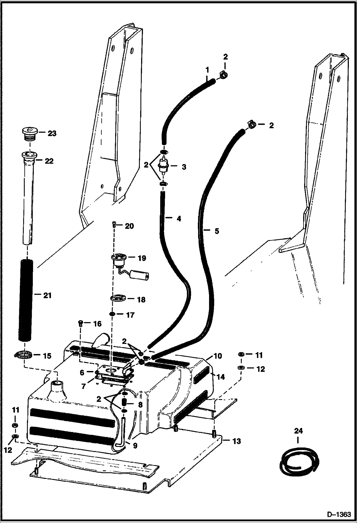 Схема запчастей Bobcat 700s - FUEL SYSTEM (Plastic Tank) MAIN FRAME