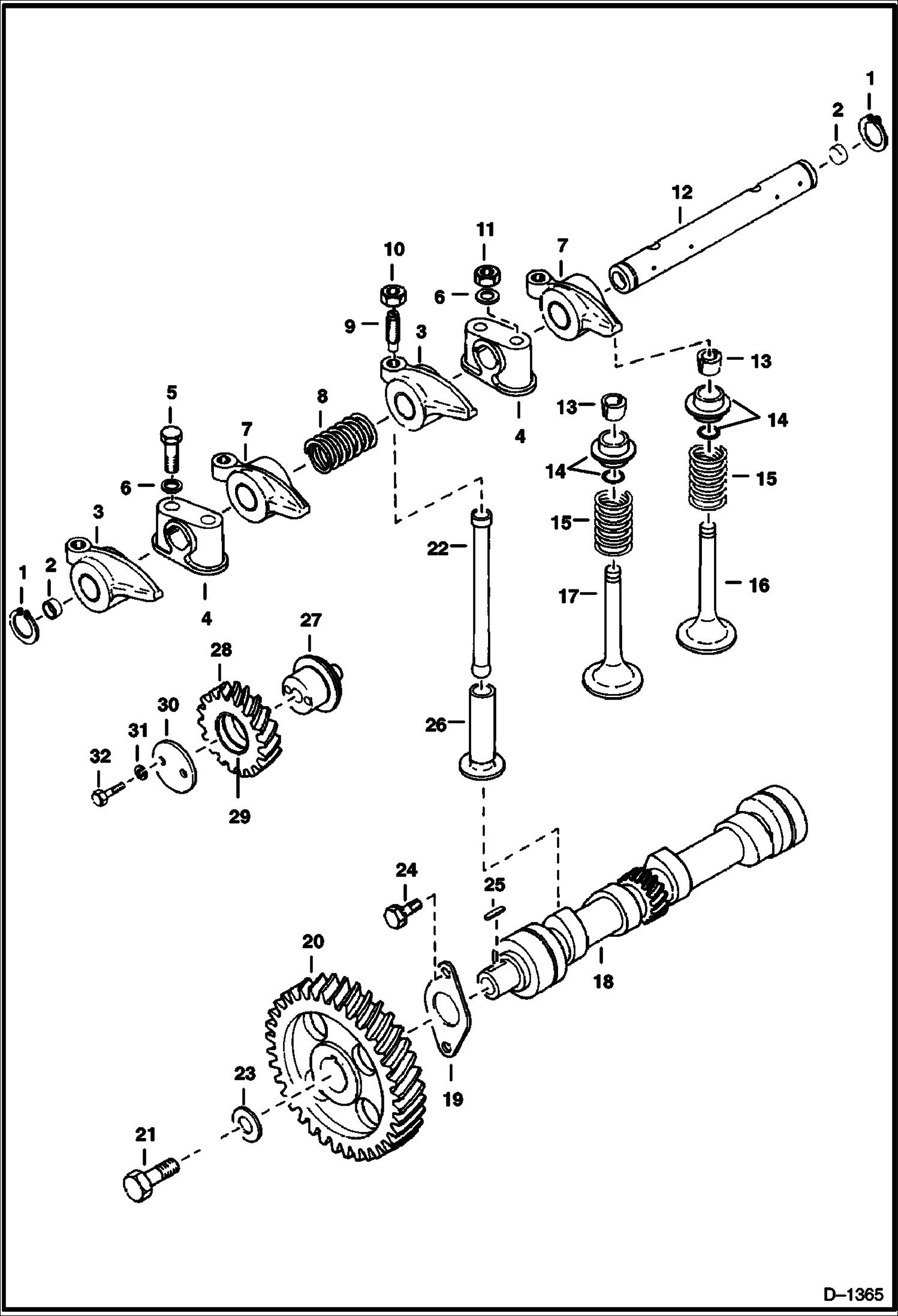 Схема запчастей Bobcat 500s - CAMSHAFT & ROCKER ARM POWER UNIT