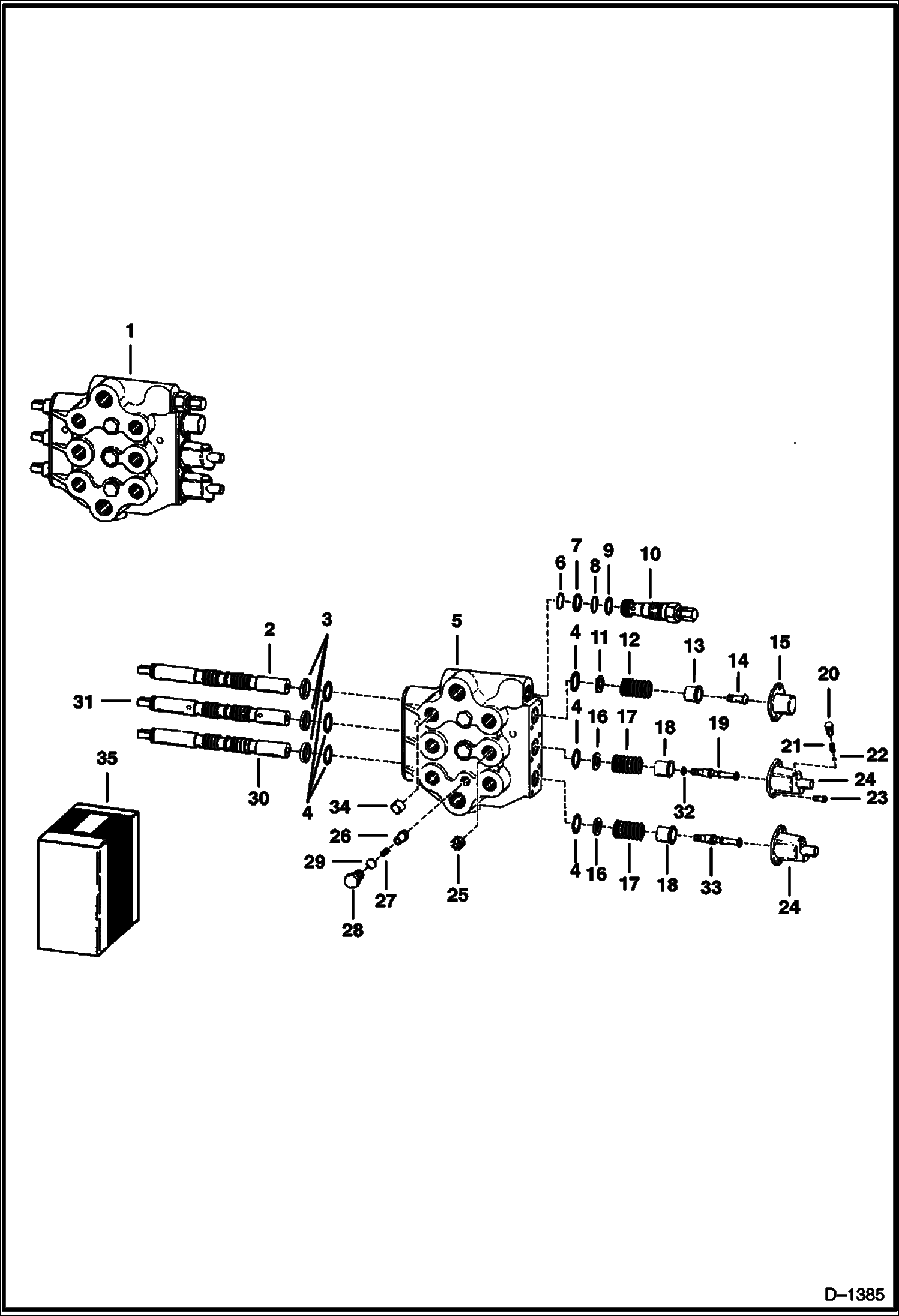 Схема запчастей Bobcat 600s - HYDRAULIC VALVE (S/N 12999 & Below) HYDRAULIC SYSTEM