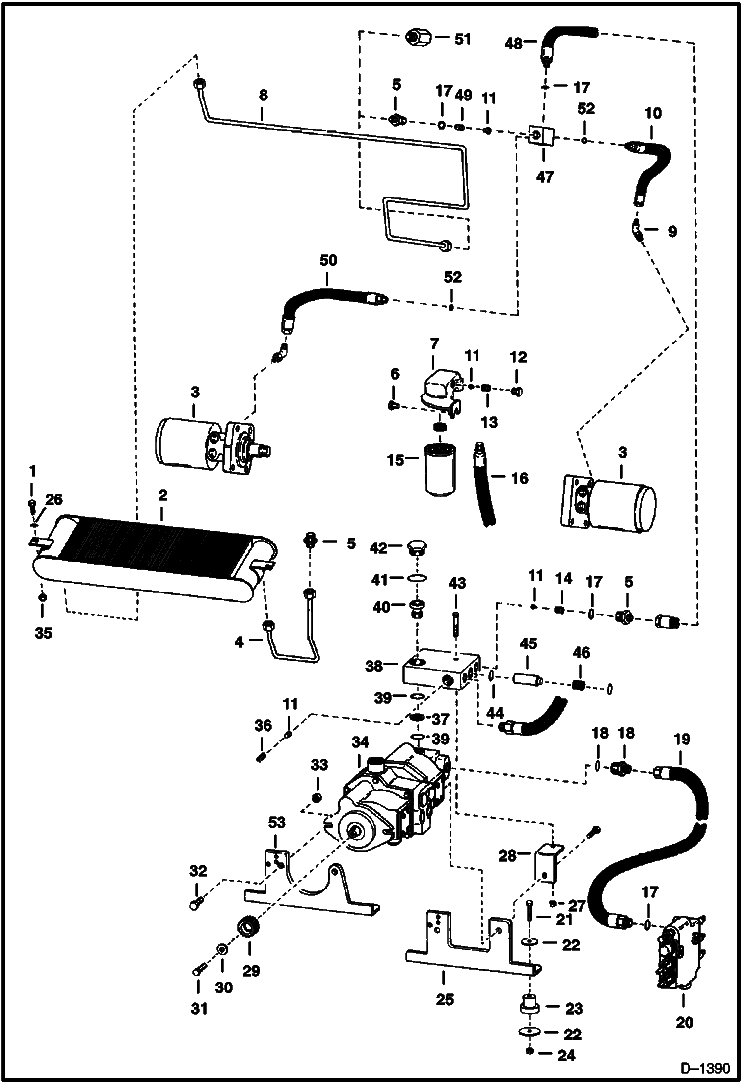 Схема запчастей Bobcat 600s - HYDROSTATIC CIRCUITRY (S/N 15319 & Below) HYDROSTATIC SYSTEM