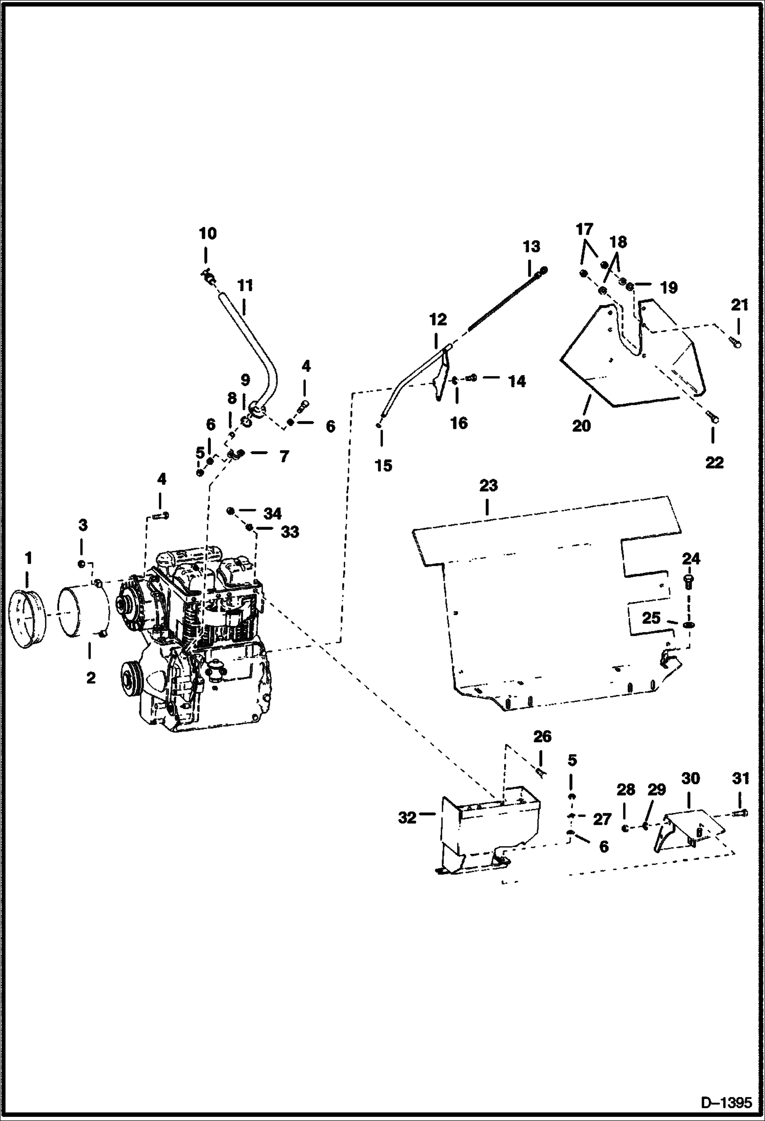 Схема запчастей Bobcat 600s - ENGINE & ATTACHING PARTS Deutz F2L411W POWER UNIT