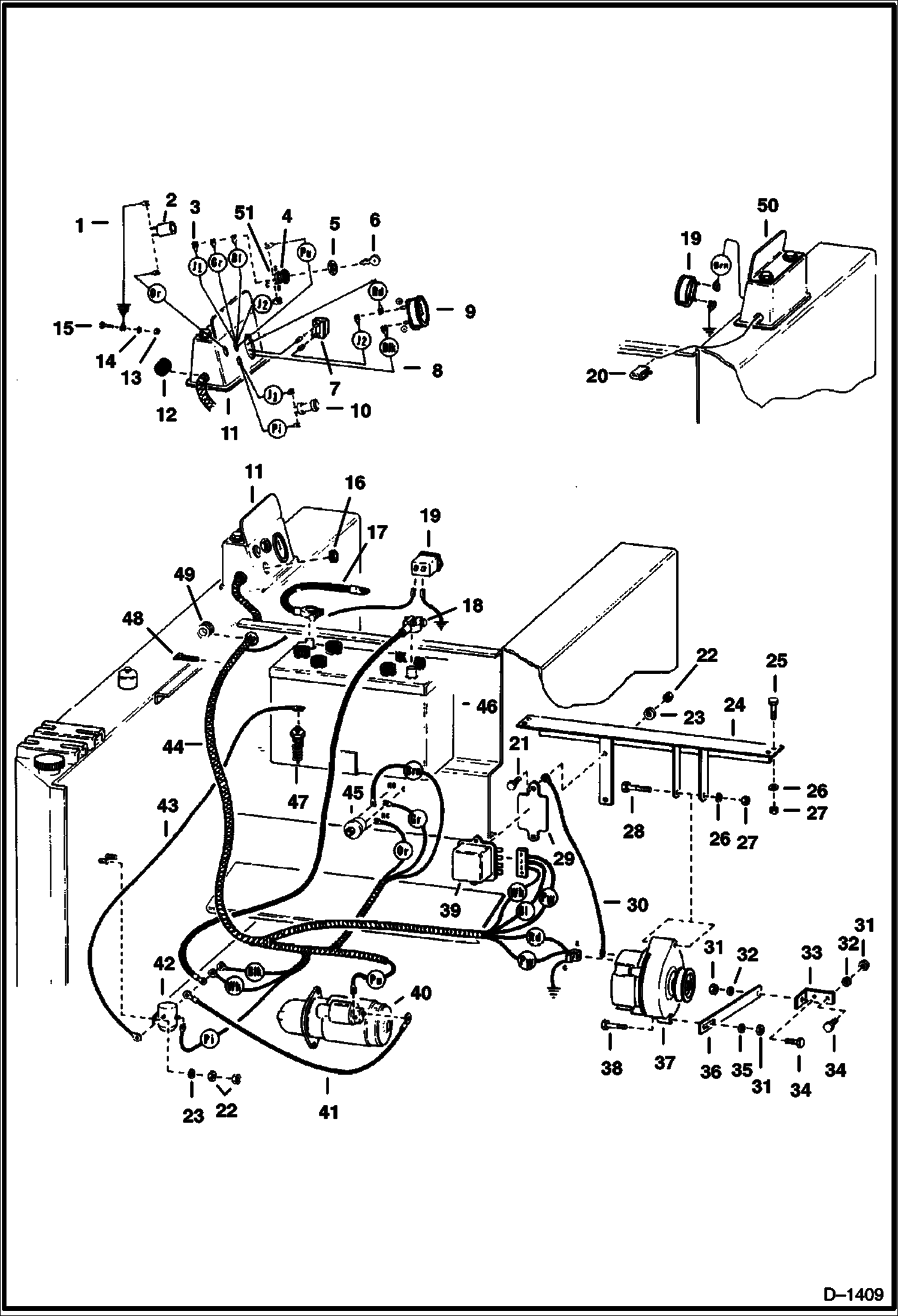 Схема запчастей Bobcat 600s - MAIN FRAME ELECTRICAL CIRCUITRY Duetz 411 W/Delco ELECTRICAL SYSTEM