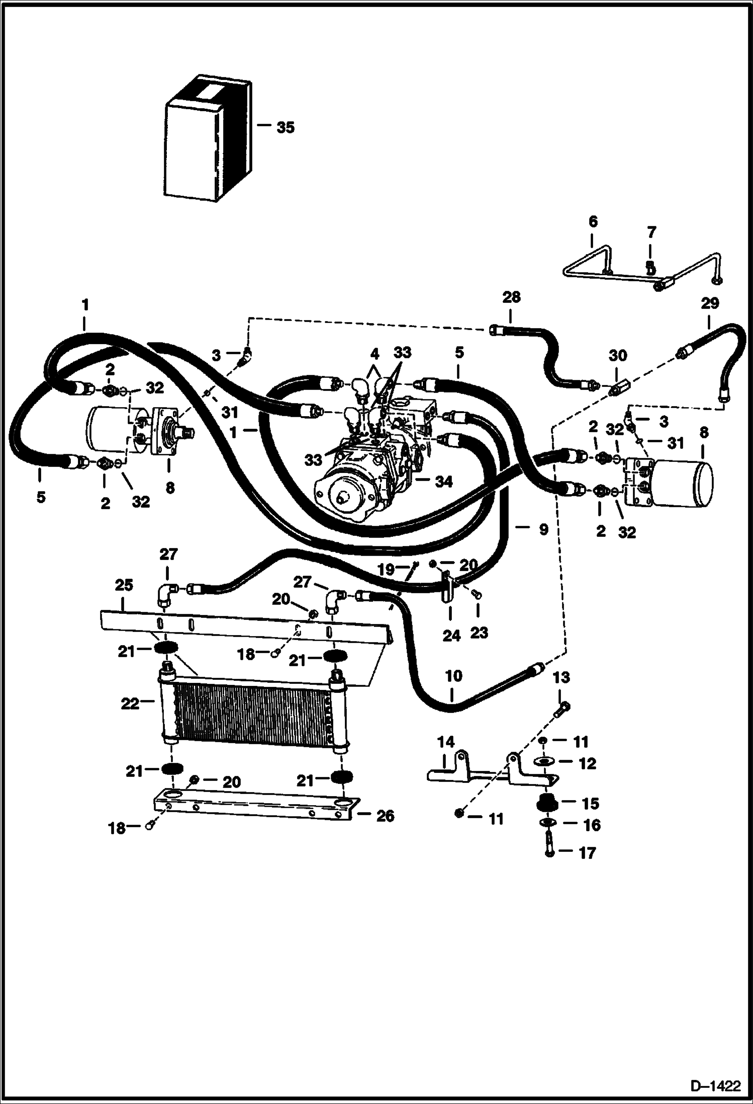 Схема запчастей Bobcat 500s - HYDROSTATIC MOTOR CIRCUITRY S/N 13999 & Below HYDROSTATIC SYSTEM