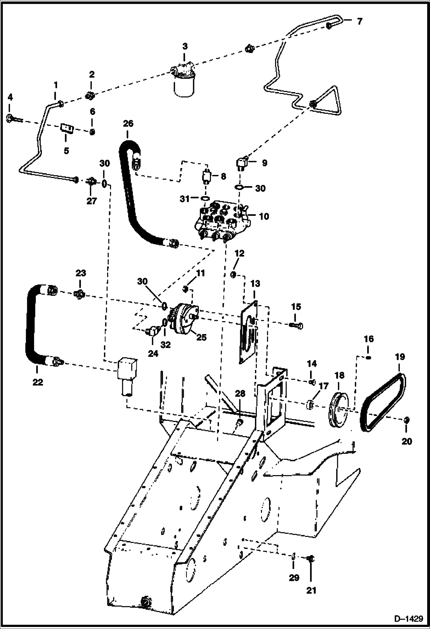 Схема запчастей Bobcat 300s - HYDRAULIC CIRCUITRY (S/N 13695 & Below) HYDRAULIC SYSTEM