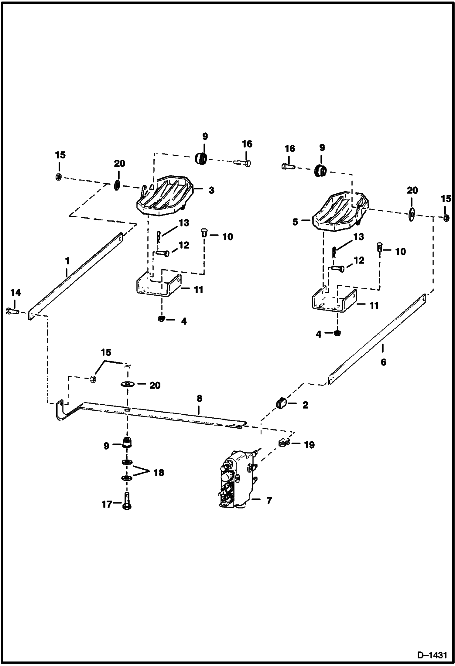 Схема запчастей Bobcat 500s - CONTROL PEDALS (S/N 12999 & Below) HYDRAULIC SYSTEM