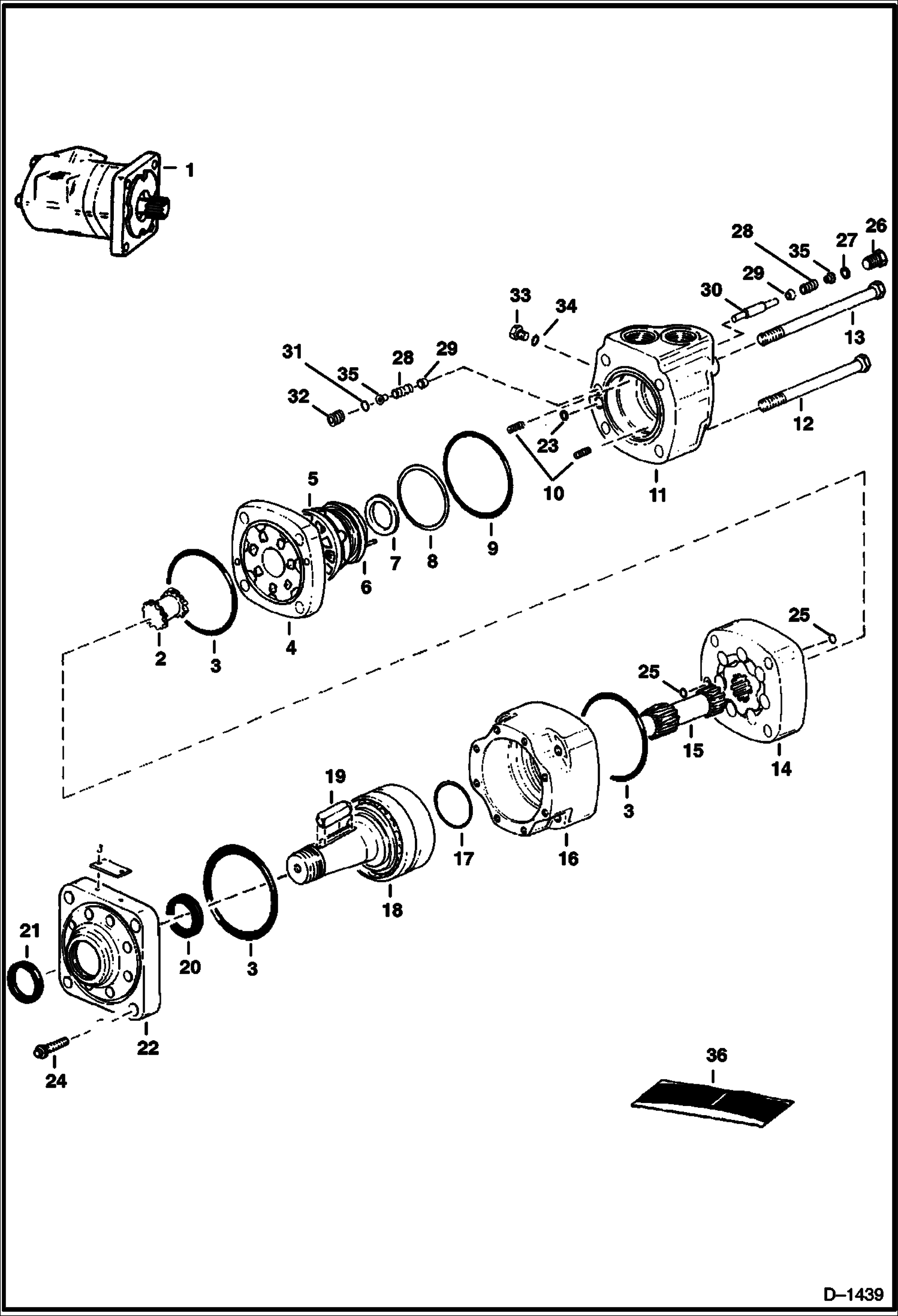 Схема запчастей Bobcat 500s - HYDROSTATIC MOTOR (Model 109-1052-006 & Above) (Tapered Shaft) HYDROSTATIC SYSTEM