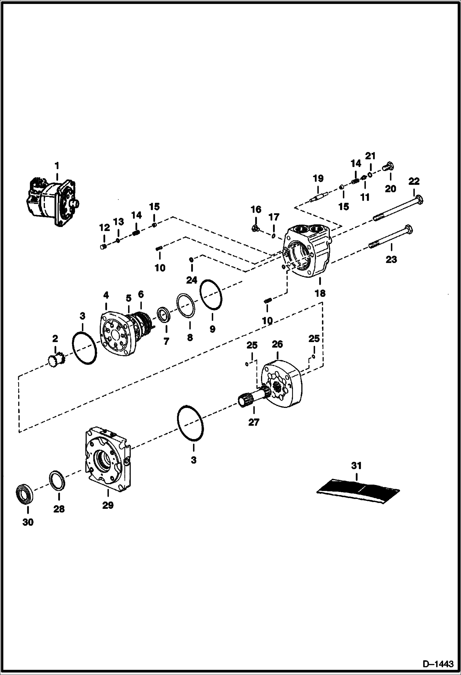 Схема запчастей Bobcat 700s - HYDROSTATIC MOTOR HYDROSTATIC SYSTEM