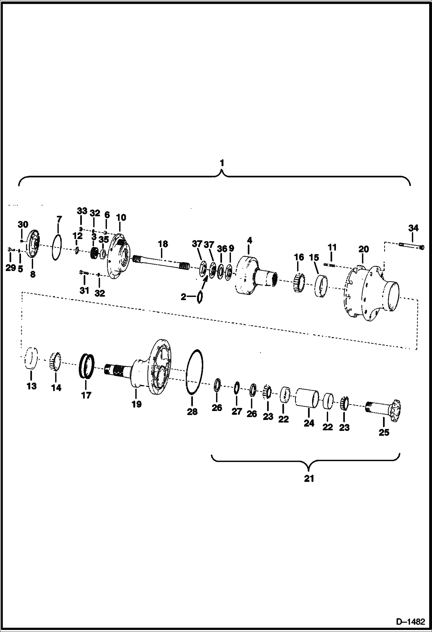 Схема запчастей Bobcat 900s - PLANETARY AXLE DRIVE TRAIN