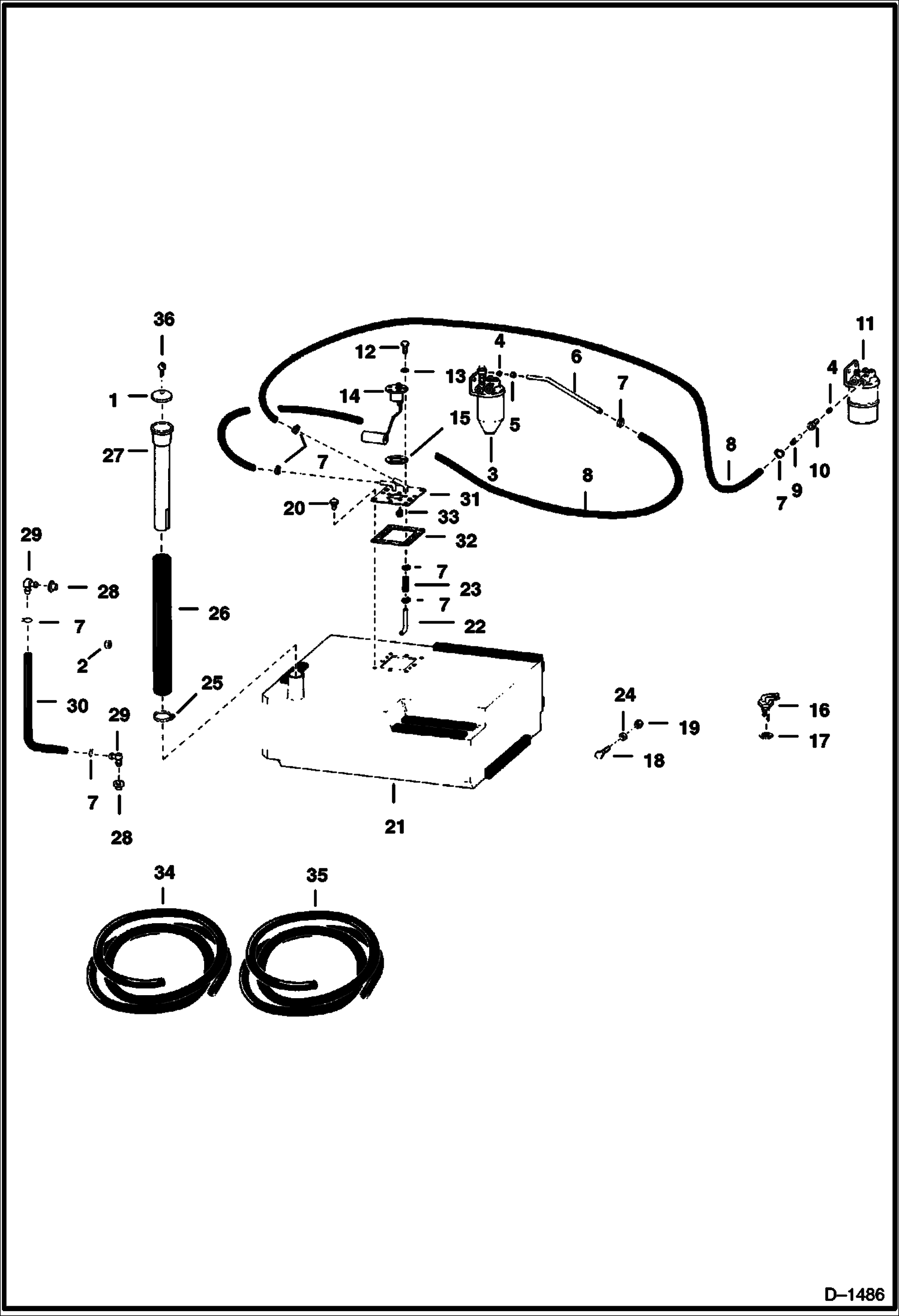 Схема запчастей Bobcat 800s - FUEL SYSTEM MAIN FRAME