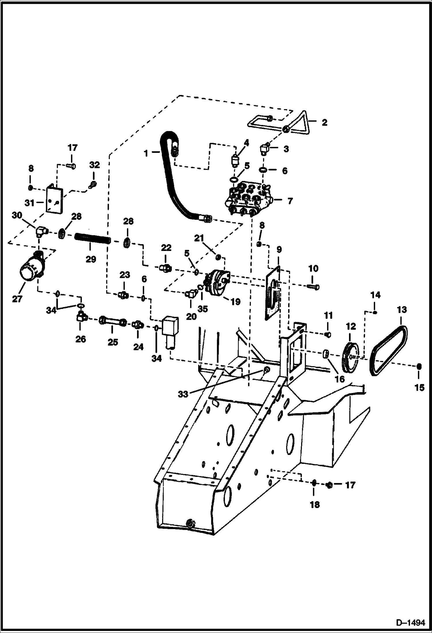 Схема запчастей Bobcat 300s - HYDRAULIC CIRCUITRY (S/N 13696 & Above) HYDRAULIC SYSTEM