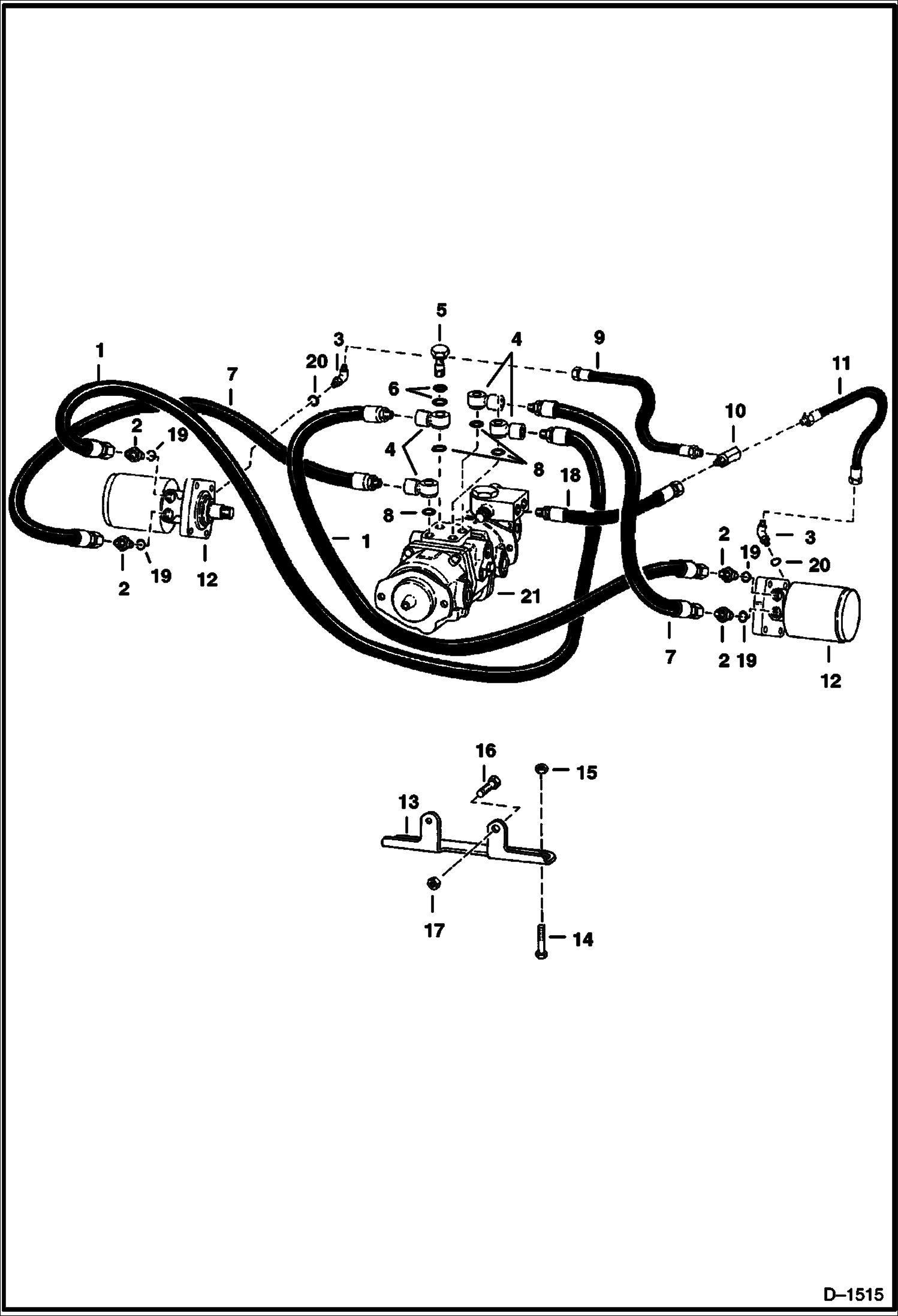 Схема запчастей Bobcat 500s - HYDROSTATIC MOTOR CIRCUITRY S/N 13001 & Above HYDROSTATIC SYSTEM