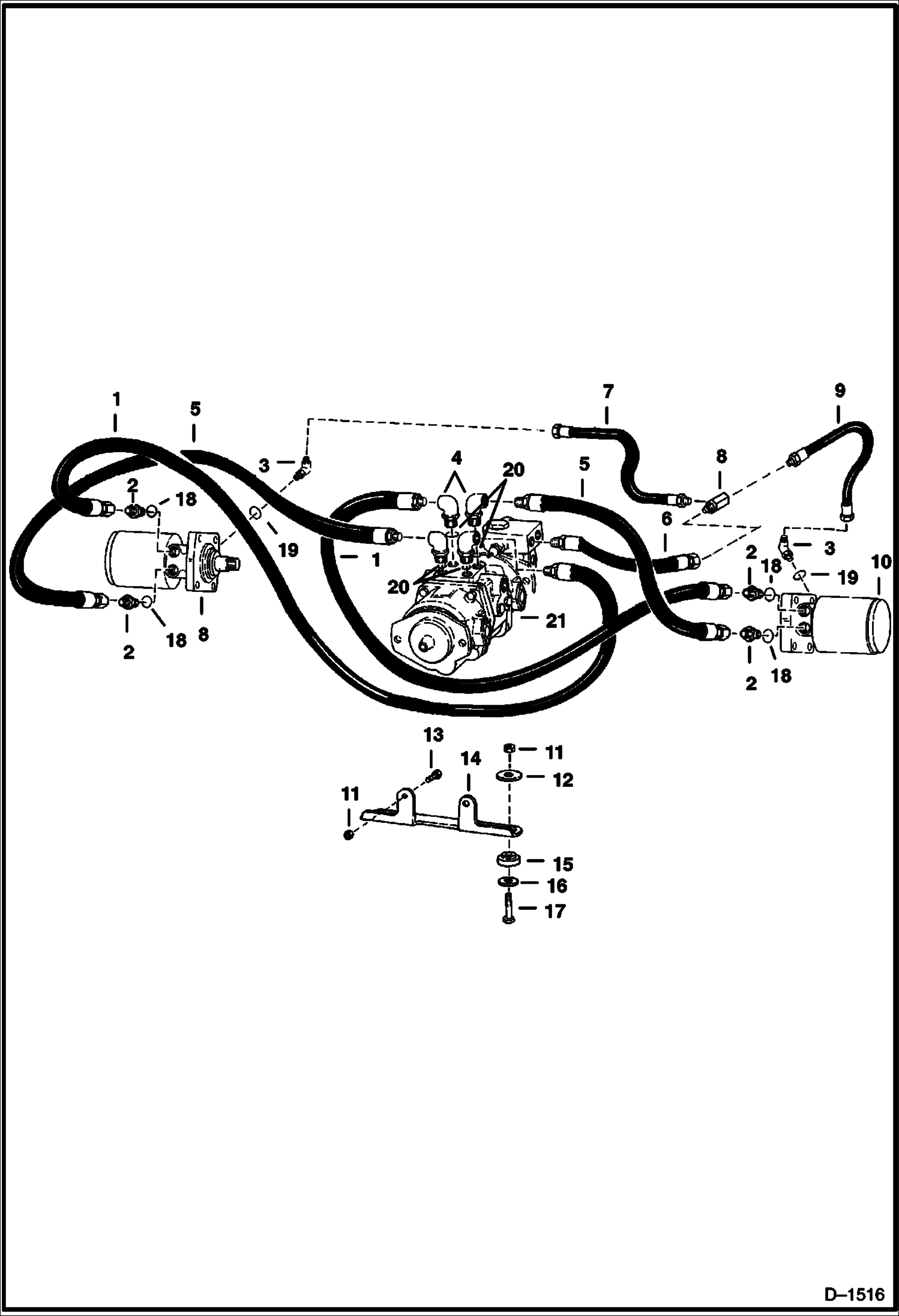 Схема запчастей Bobcat 500s - HYDROSTATIC MOTOR CIRCUITRY S/N 14001 & Above HYDROSTATIC SYSTEM