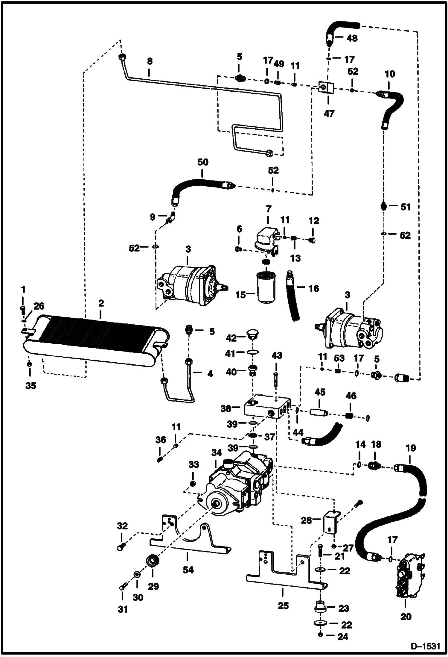 Схема запчастей Bobcat 600s - HYDROSTATIC CIRCUITRY (S/N 15320 & Above) HYDROSTATIC SYSTEM