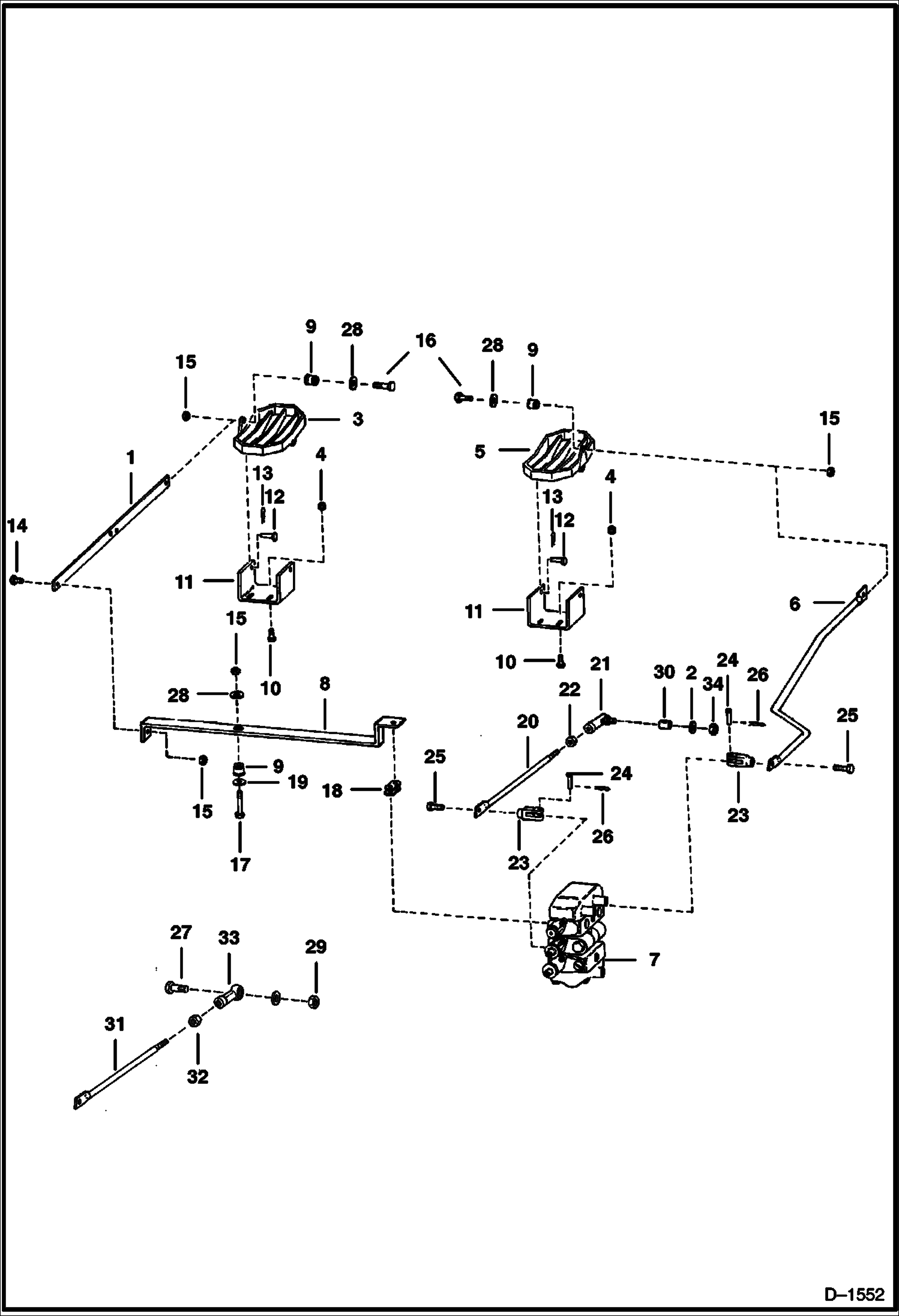 Схема запчастей Bobcat 800s - CONTROL PEDALS HYDRAULIC SYSTEM