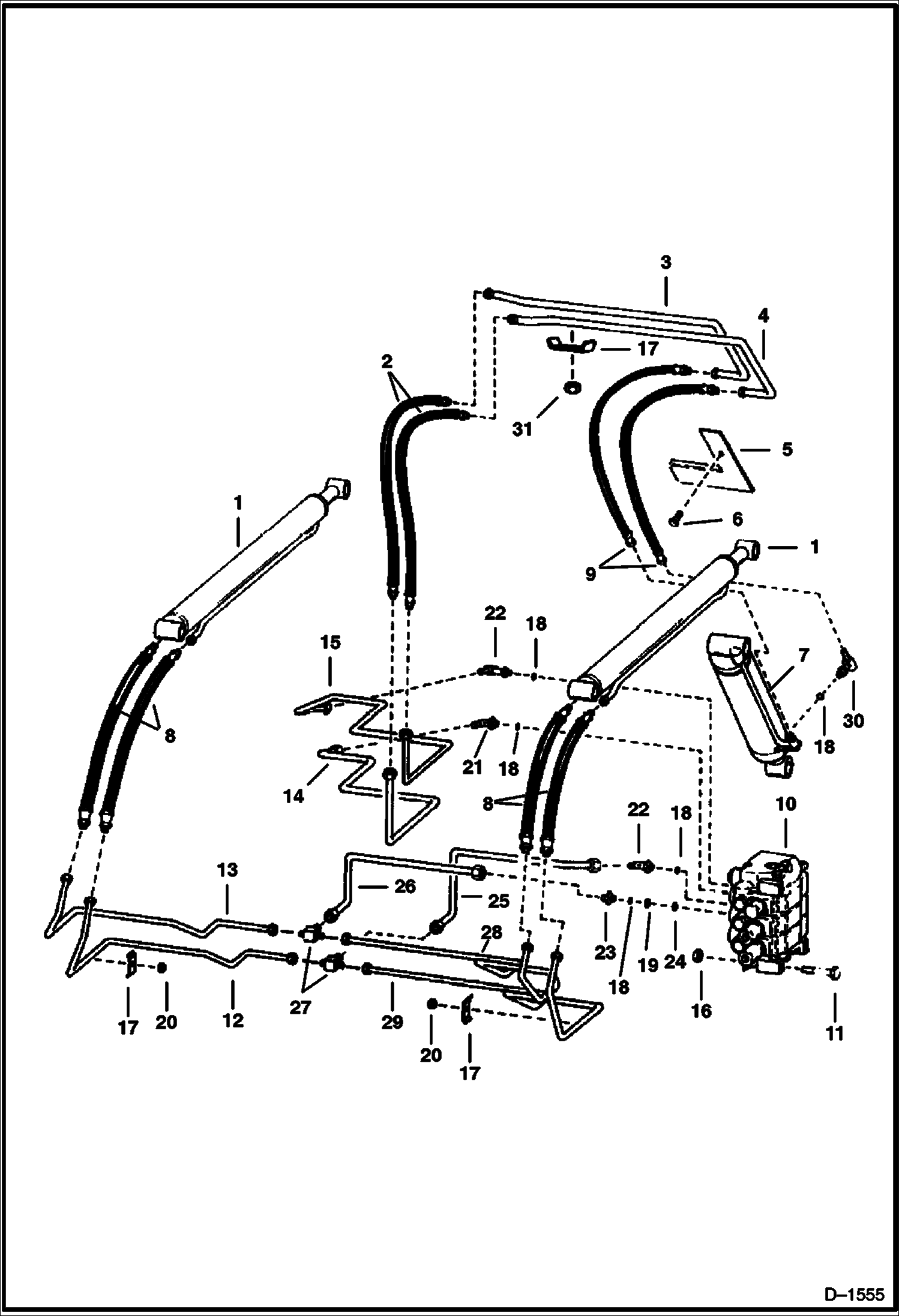 Схема запчастей Bobcat 700s - HYDRAULIC CIRCUITRY (S/N 14999 & Below) HYDRAULIC SYSTEM