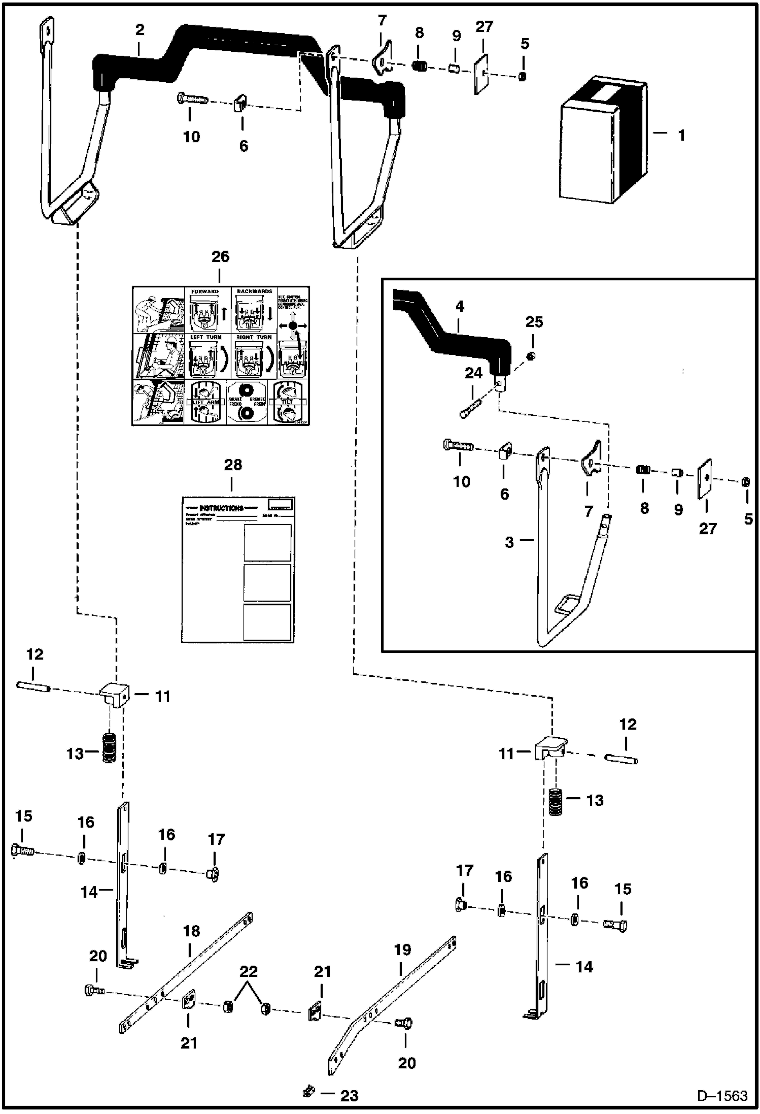 Схема запчастей Bobcat 600s - SEAT BAR KIT ACCESSORIES & OPTIONS