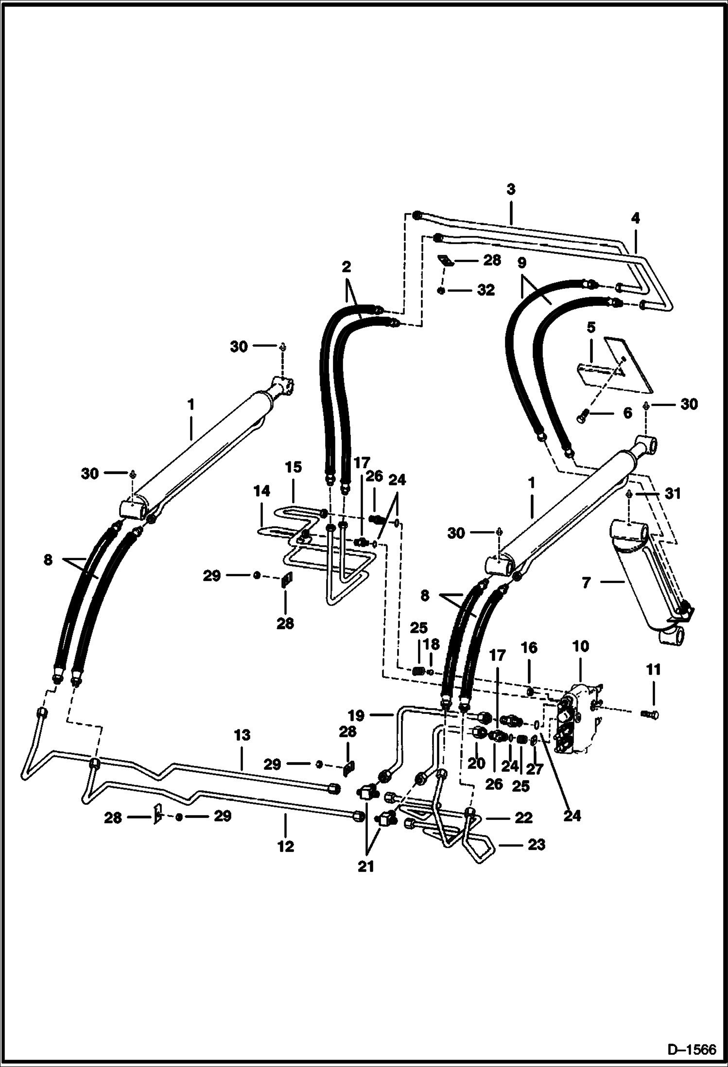 Схема запчастей Bobcat 600s - HYDRAULIC CIRCUITRY (S/N 12999 & Below) HYDRAULIC SYSTEM