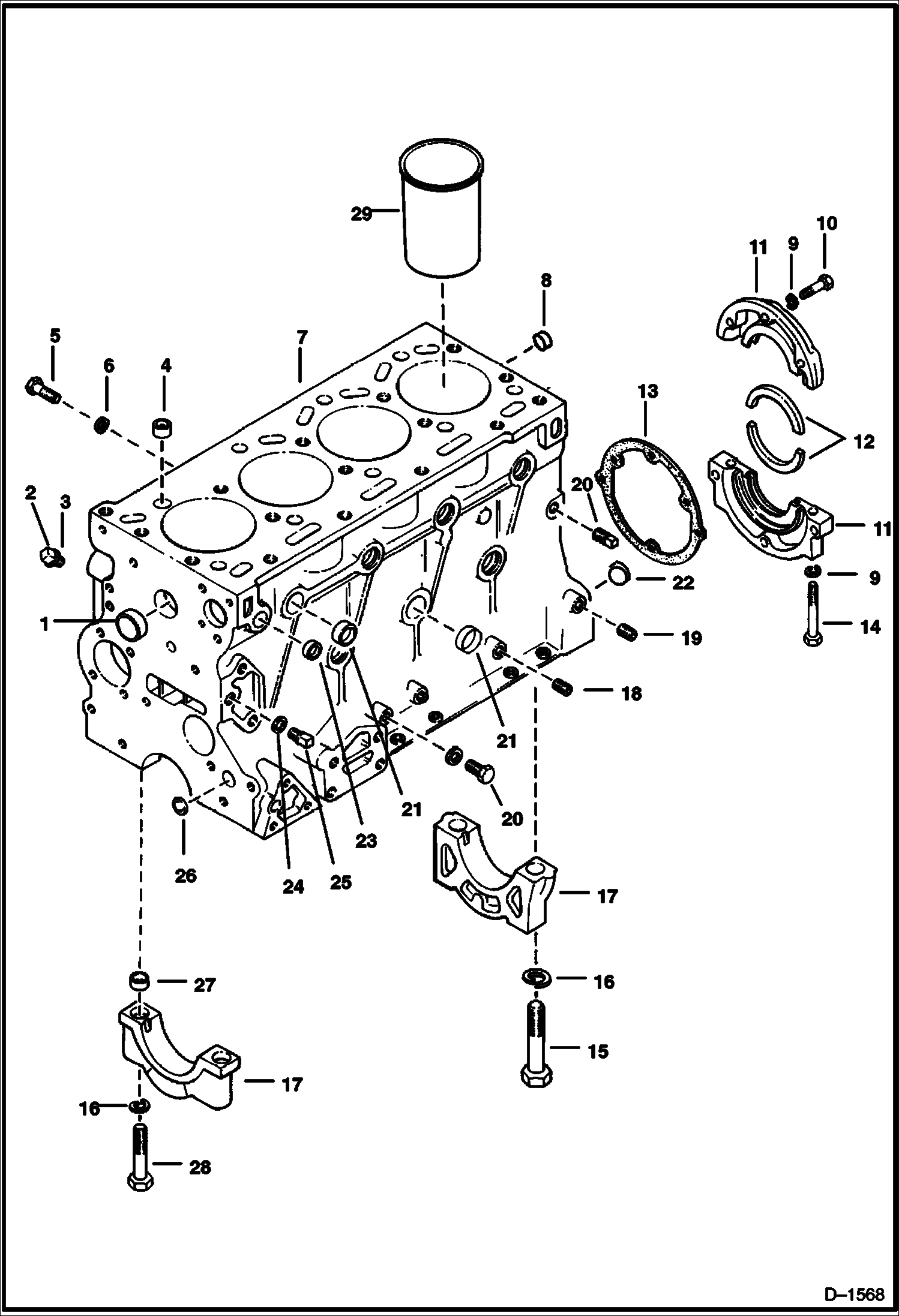 Схема запчастей Bobcat 800s - CYLINDER BLOCK POWER UNIT