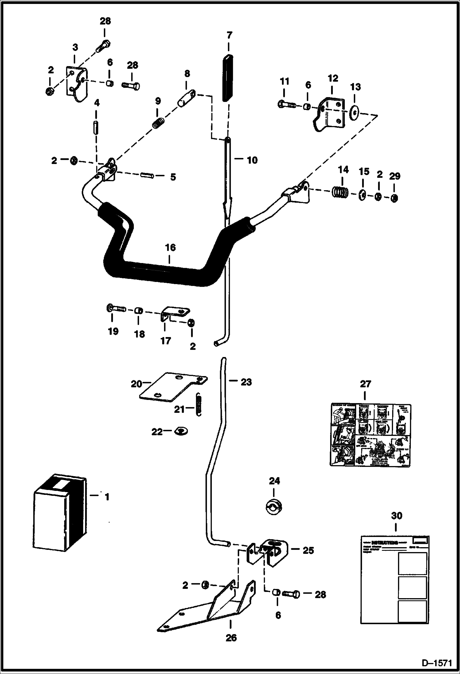 Схема запчастей Bobcat 600s - SEAT BAR KIT ACCESSORIES & OPTIONS