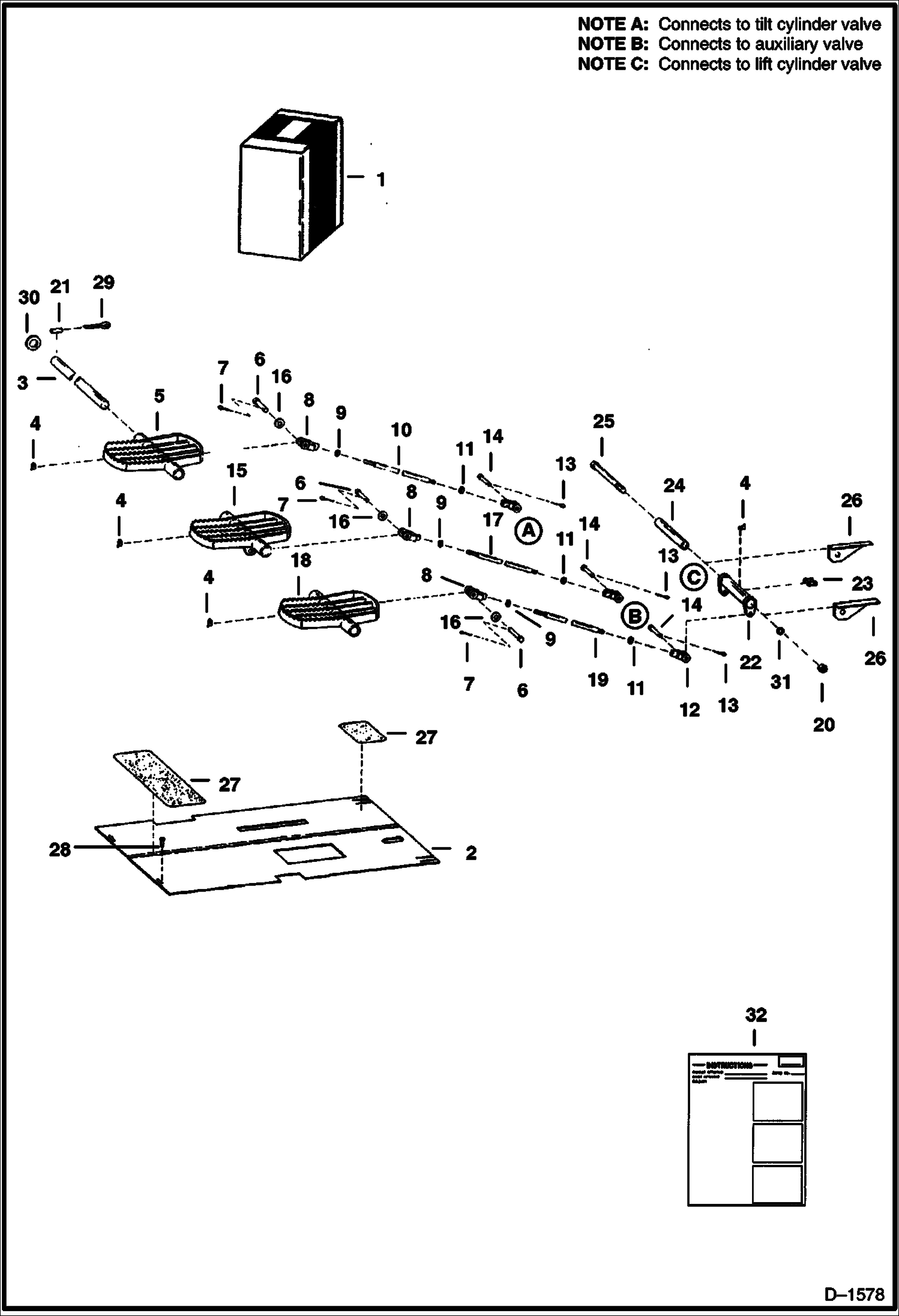 Схема запчастей Bobcat 600s - THREE PEDAL KIT ACCESSORIES & OPTIONS