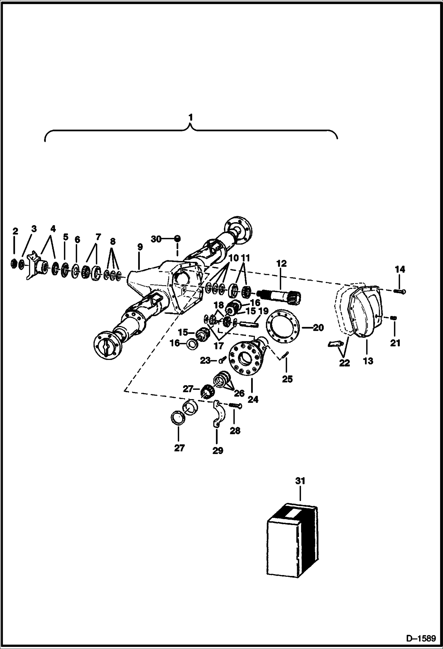 Схема запчастей Bobcat Articulated Loaders - FRONT DIFFERENTIAL DRIVE TRAIN