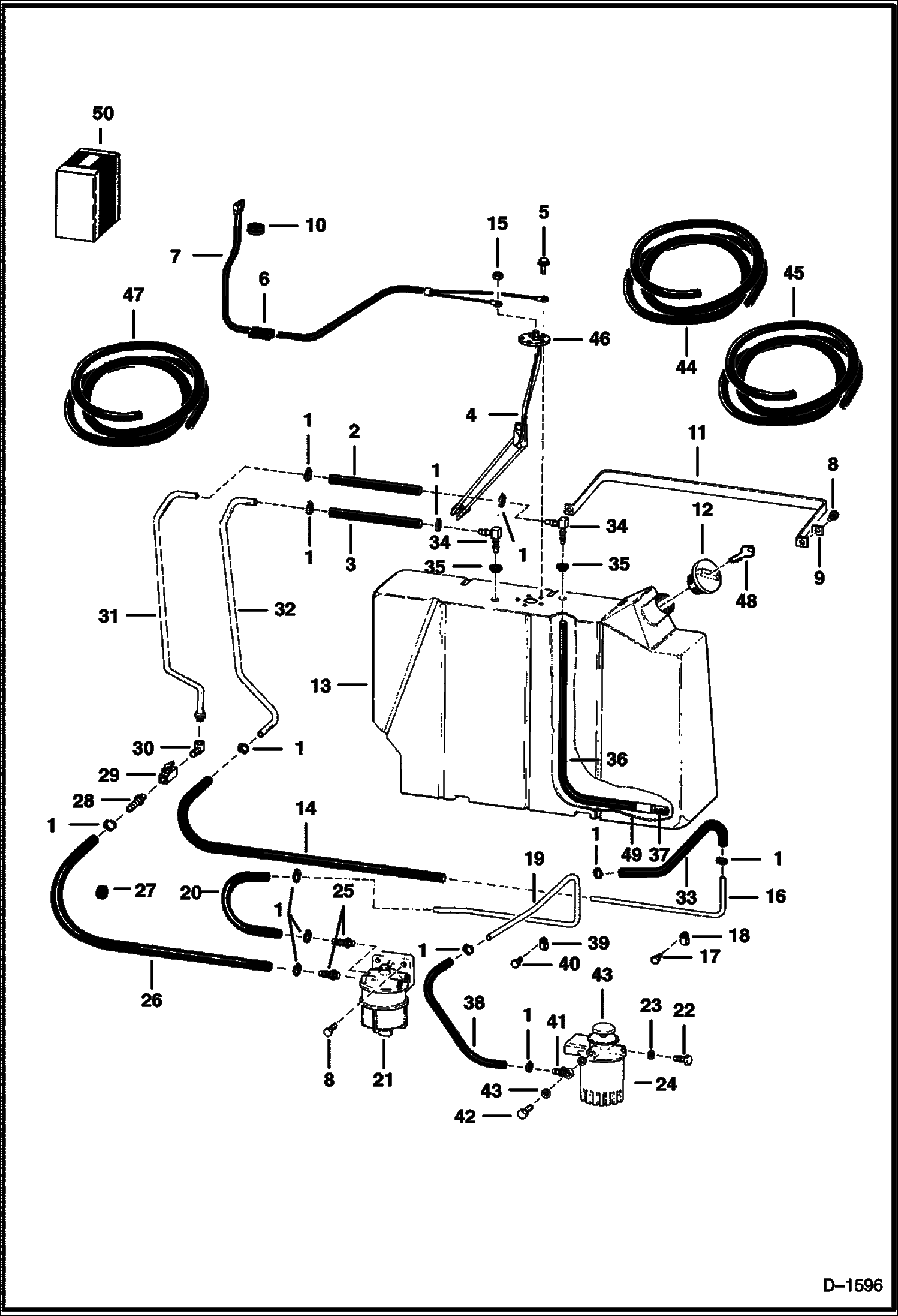 Схема запчастей Bobcat 800s - FUEL SYSTEM (S/N 13315 & Below) MAIN FRAME