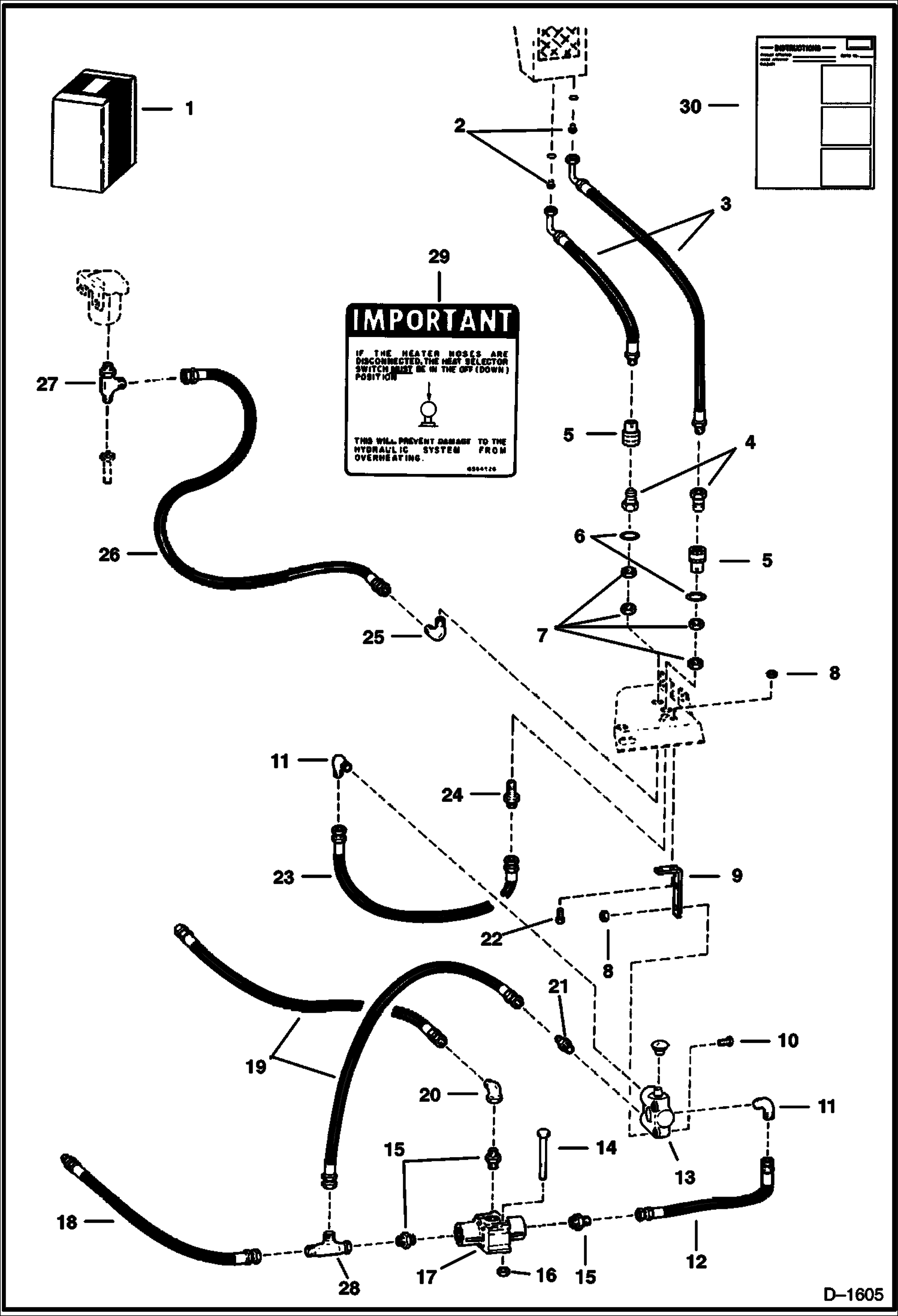 Схема запчастей Bobcat 700s - HEATER PLUMBING KIT (Oil Source) (S/N 14999 & Below) ACCESSORIES & OPTIONS