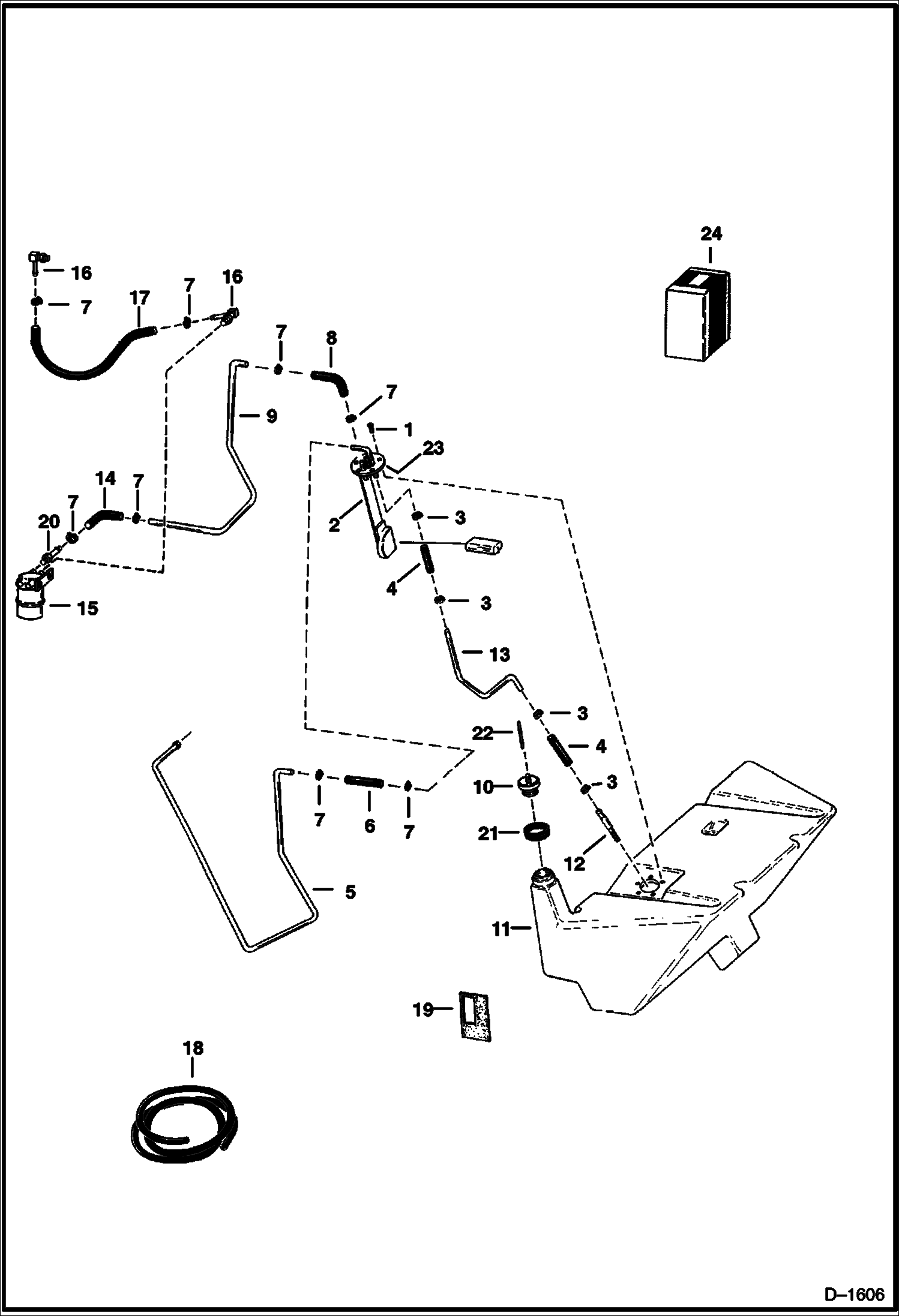 Схема запчастей Bobcat Articulated Loaders - FUEL SYSTEM MAIN FRAME