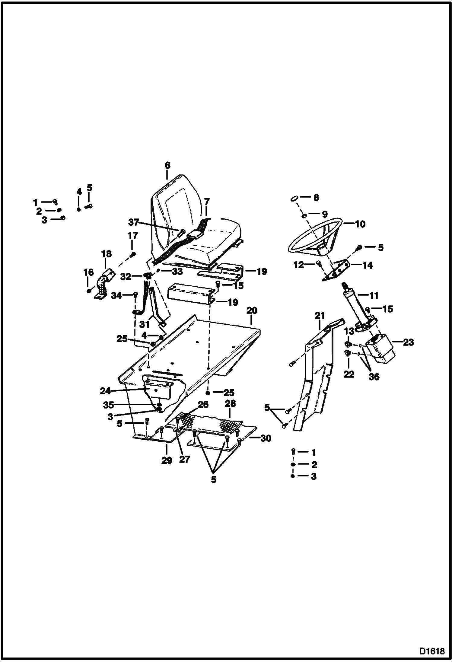 Схема запчастей Bobcat Articulated Loaders - SEAT & STEERING CONTROL MAIN FRAME