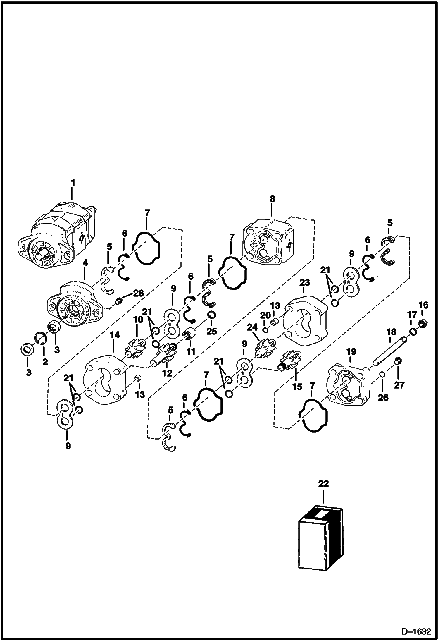 Схема запчастей Bobcat 900s - HYDRAULIC PUMP (S/N 12818 & Above - Tyrone) HYDRAULIC SYSTEM