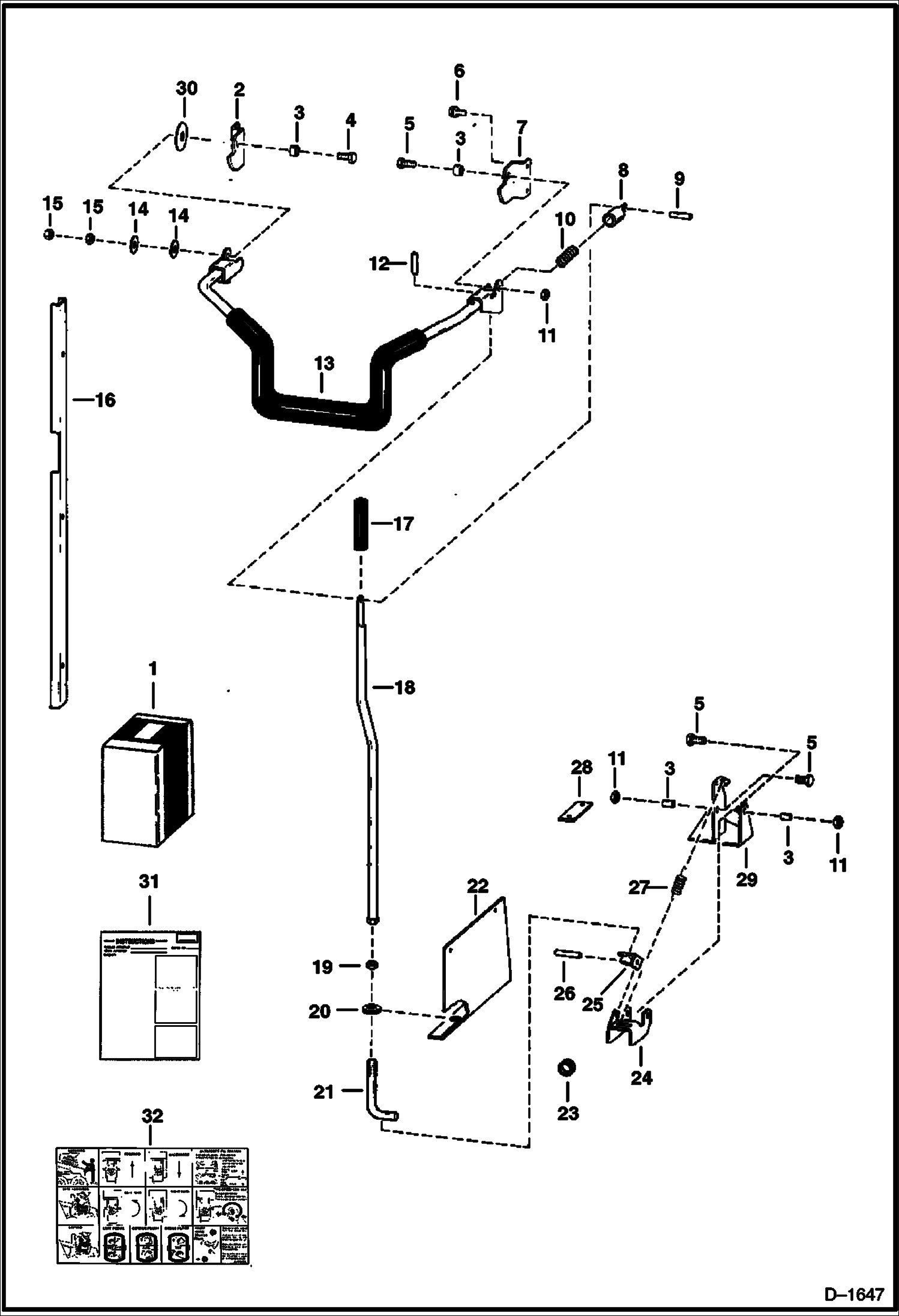 Схема запчастей Bobcat 900s - SEAT BAR KIT ACCESSORIES & OPTIONS