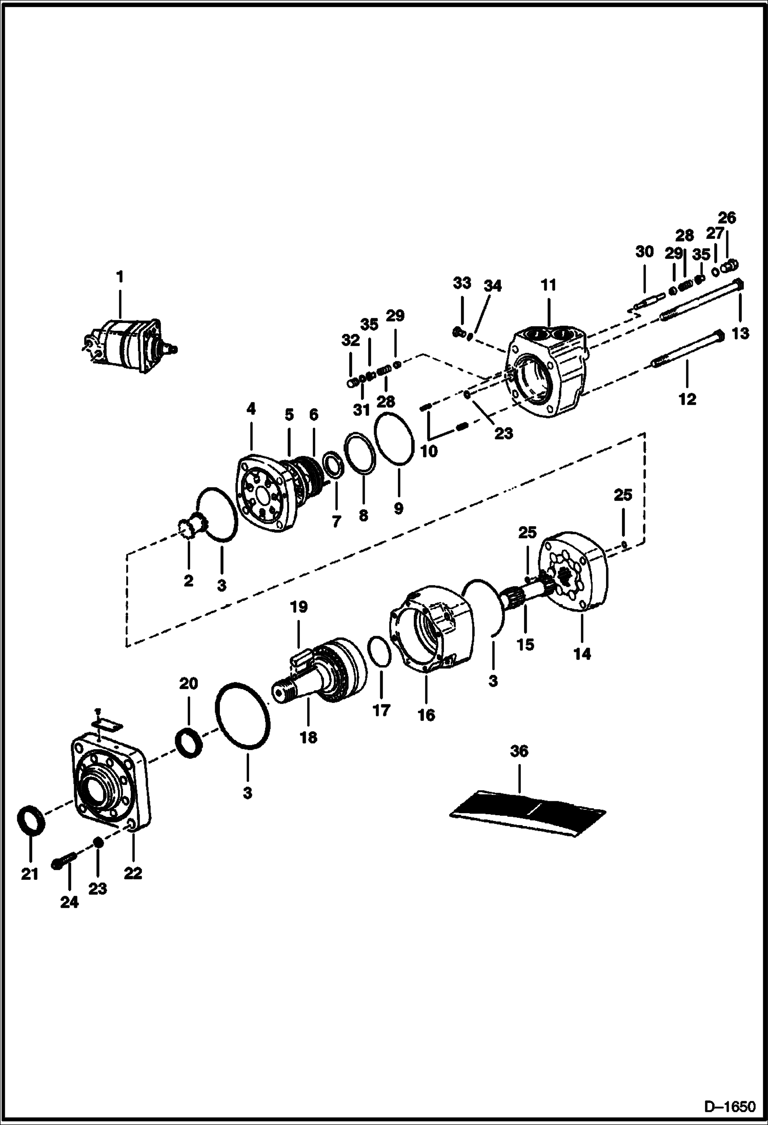 Схема запчастей Bobcat 600s - HYDROSTATIC MOTOR (Model 109-1052-006) HYDROSTATIC SYSTEM