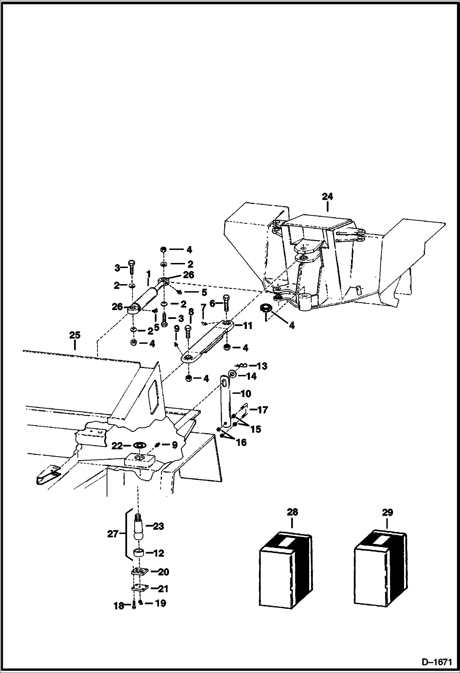 Схема запчастей Bobcat Articulated Loaders - FRAME & ARTICULATION UNIT (S/N 15020 & Below) MAIN FRAME